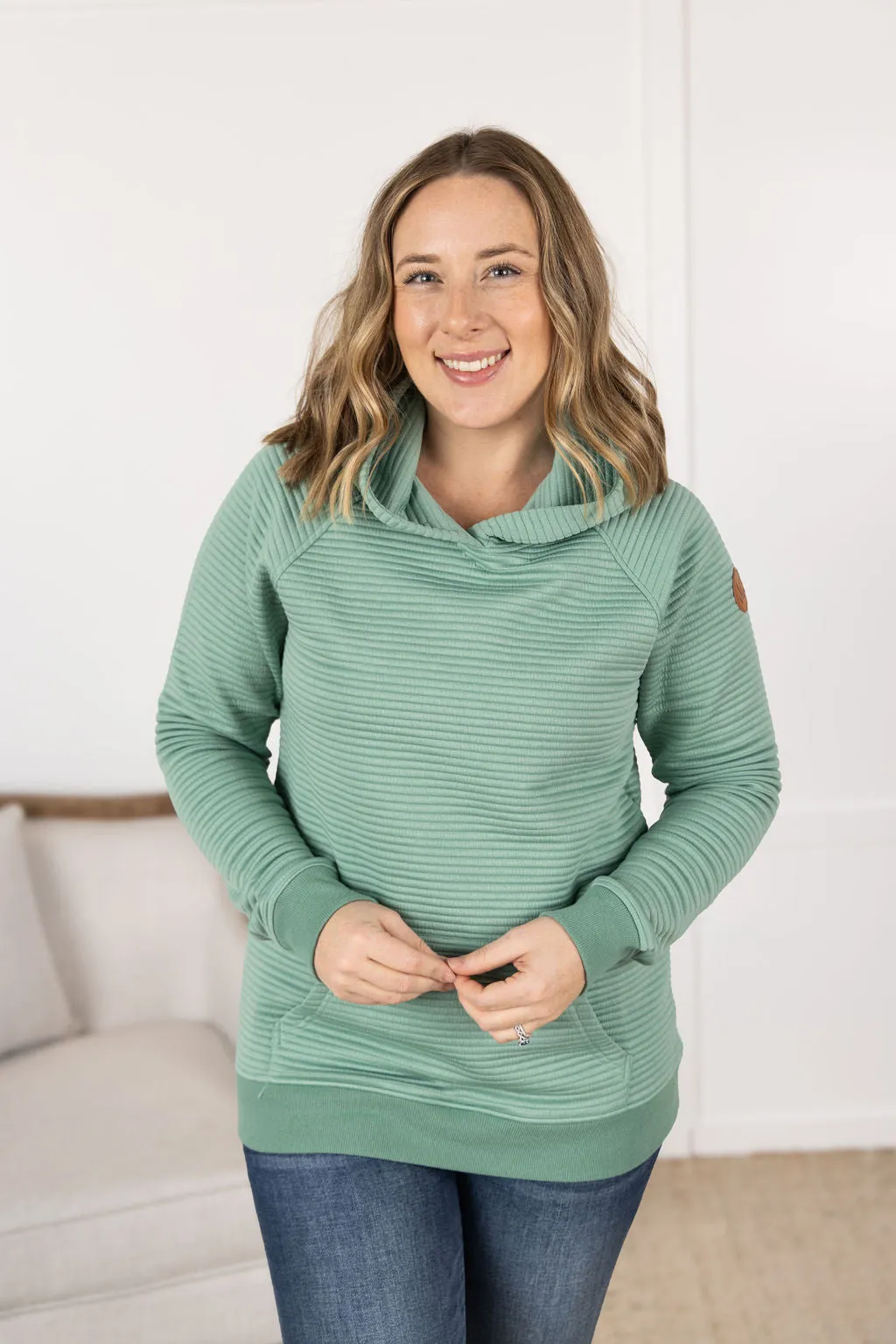 PREBOOK Tatum Textured Pullover Hoodie - Sea Green