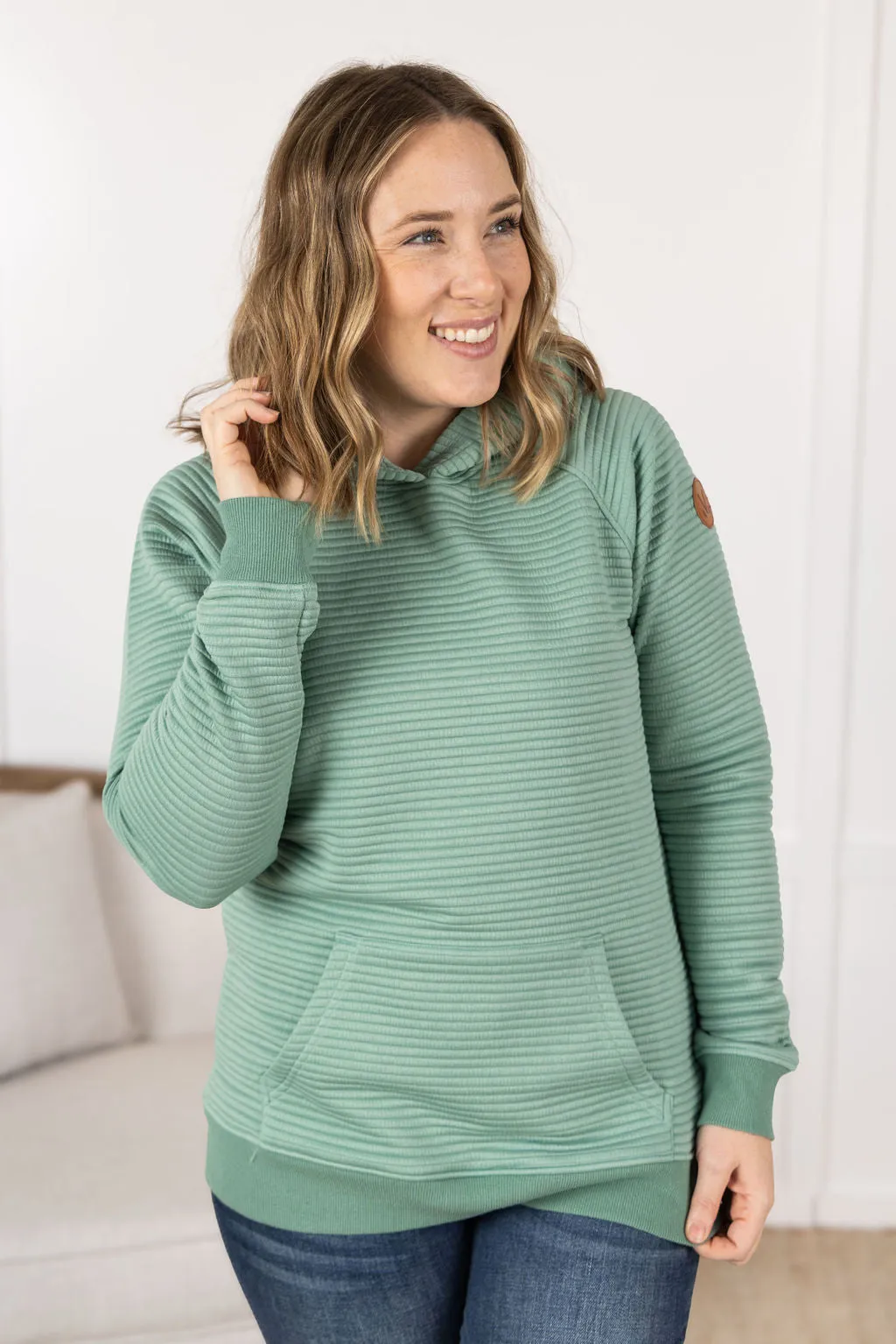 PREBOOK Tatum Textured Pullover Hoodie - Sea Green