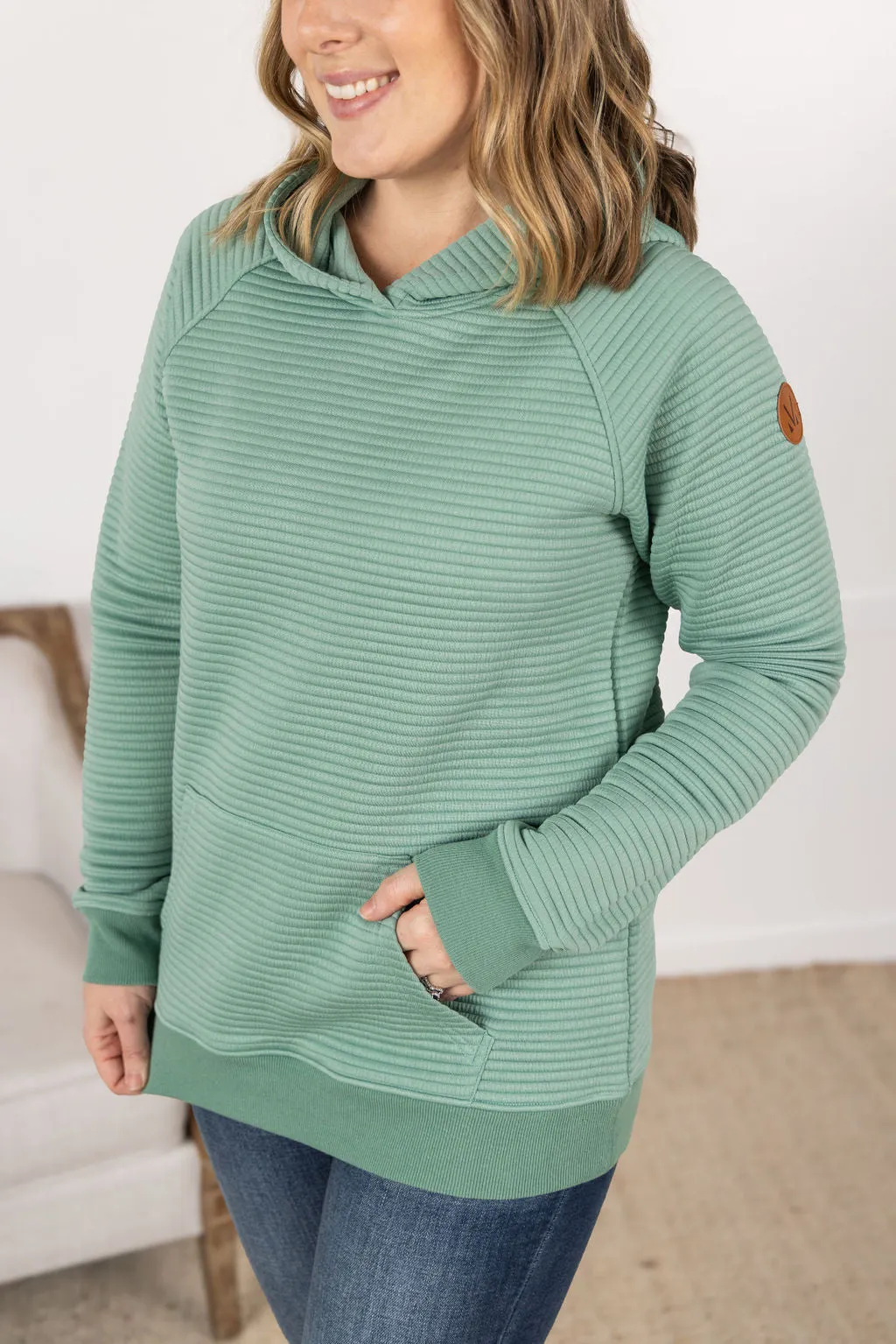 PREBOOK Tatum Textured Pullover Hoodie - Sea Green