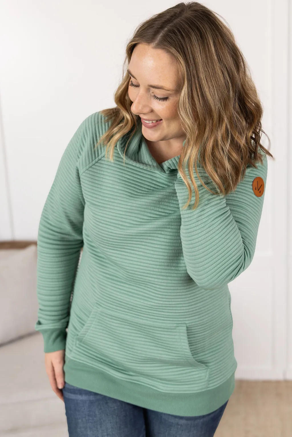 PREBOOK Tatum Textured Pullover Hoodie - Sea Green