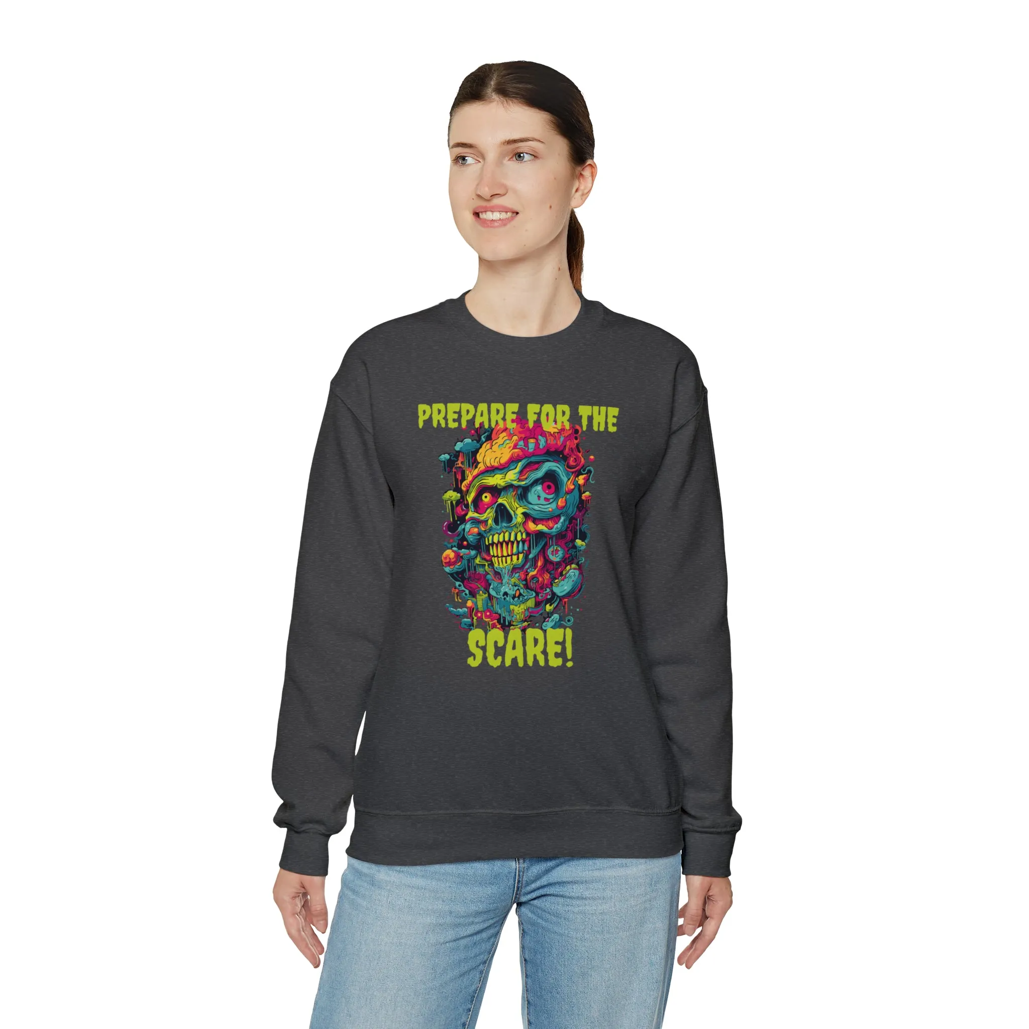 Prepare for the Scare Halloween Sweatshirt, Scary Creature Pullover, Creepy Halloween Crewneck Sweatshirt, Unisex Heavy Blend Crewneck