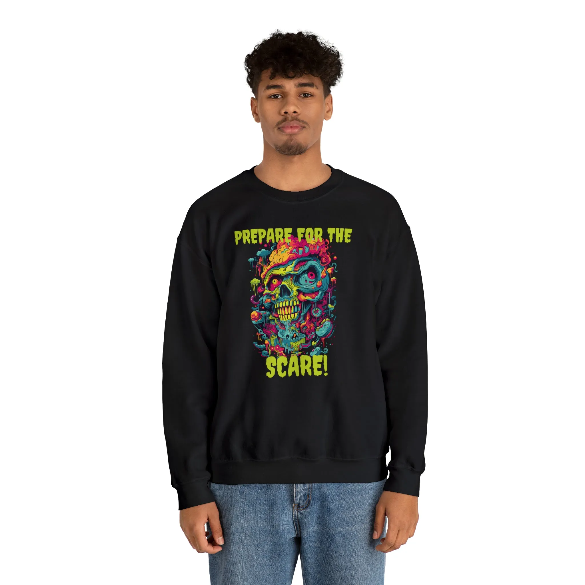 Prepare for the Scare Halloween Sweatshirt, Scary Creature Pullover, Creepy Halloween Crewneck Sweatshirt, Unisex Heavy Blend Crewneck