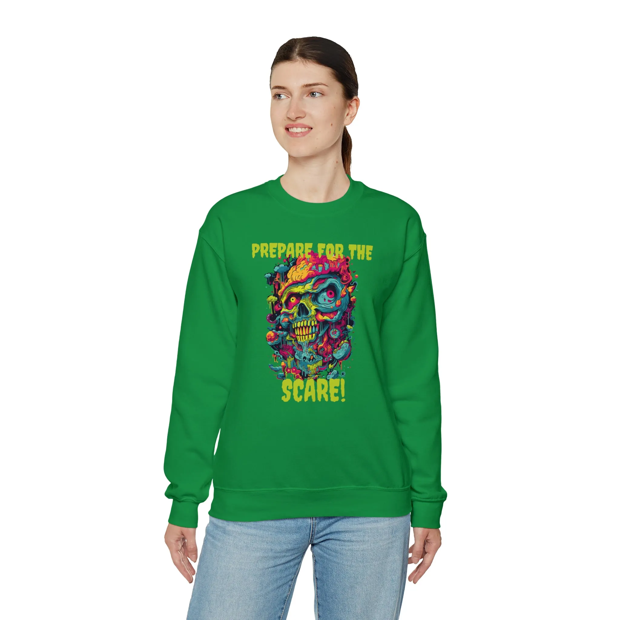 Prepare for the Scare Halloween Sweatshirt, Scary Creature Pullover, Creepy Halloween Crewneck Sweatshirt, Unisex Heavy Blend Crewneck