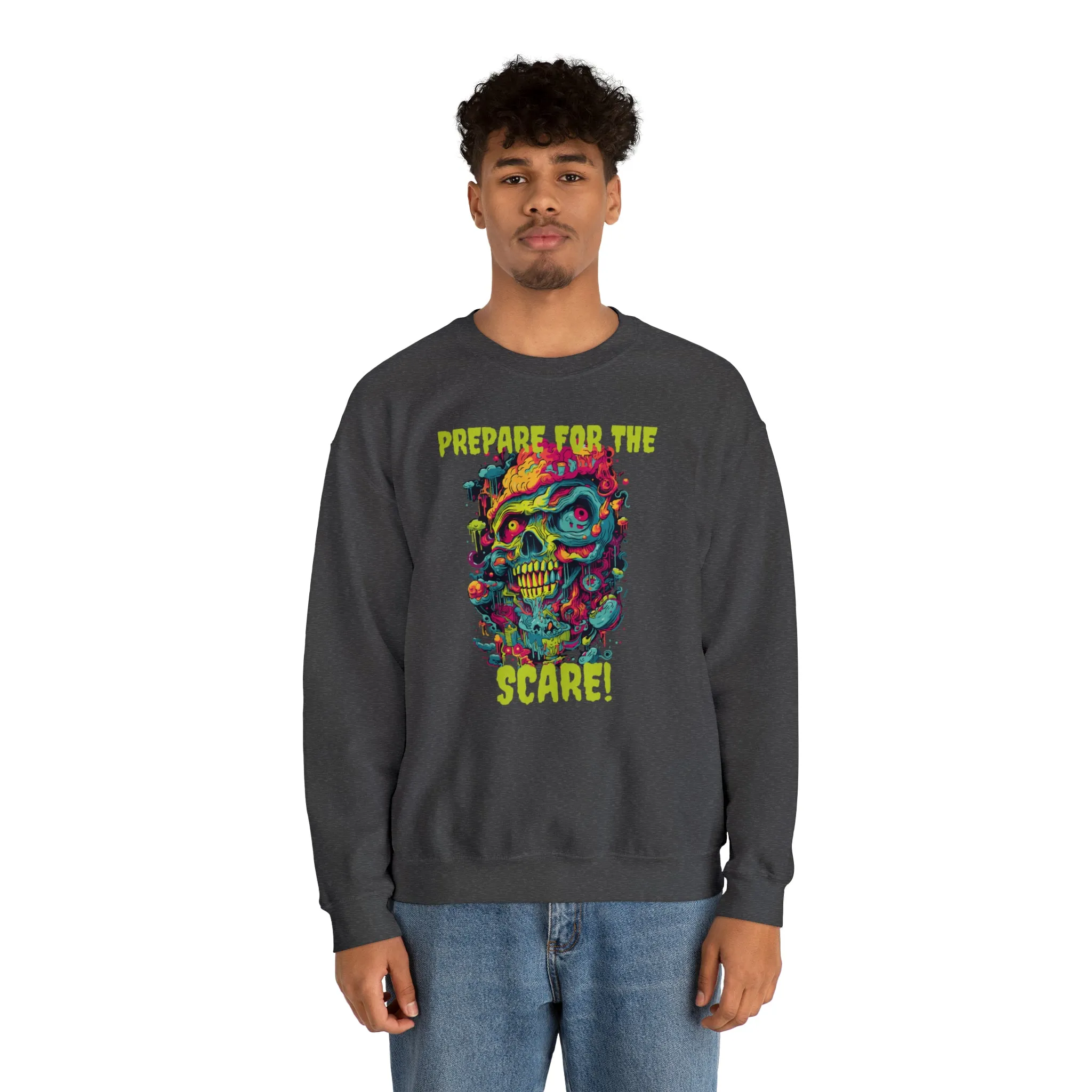 Prepare for the Scare Halloween Sweatshirt, Scary Creature Pullover, Creepy Halloween Crewneck Sweatshirt, Unisex Heavy Blend Crewneck