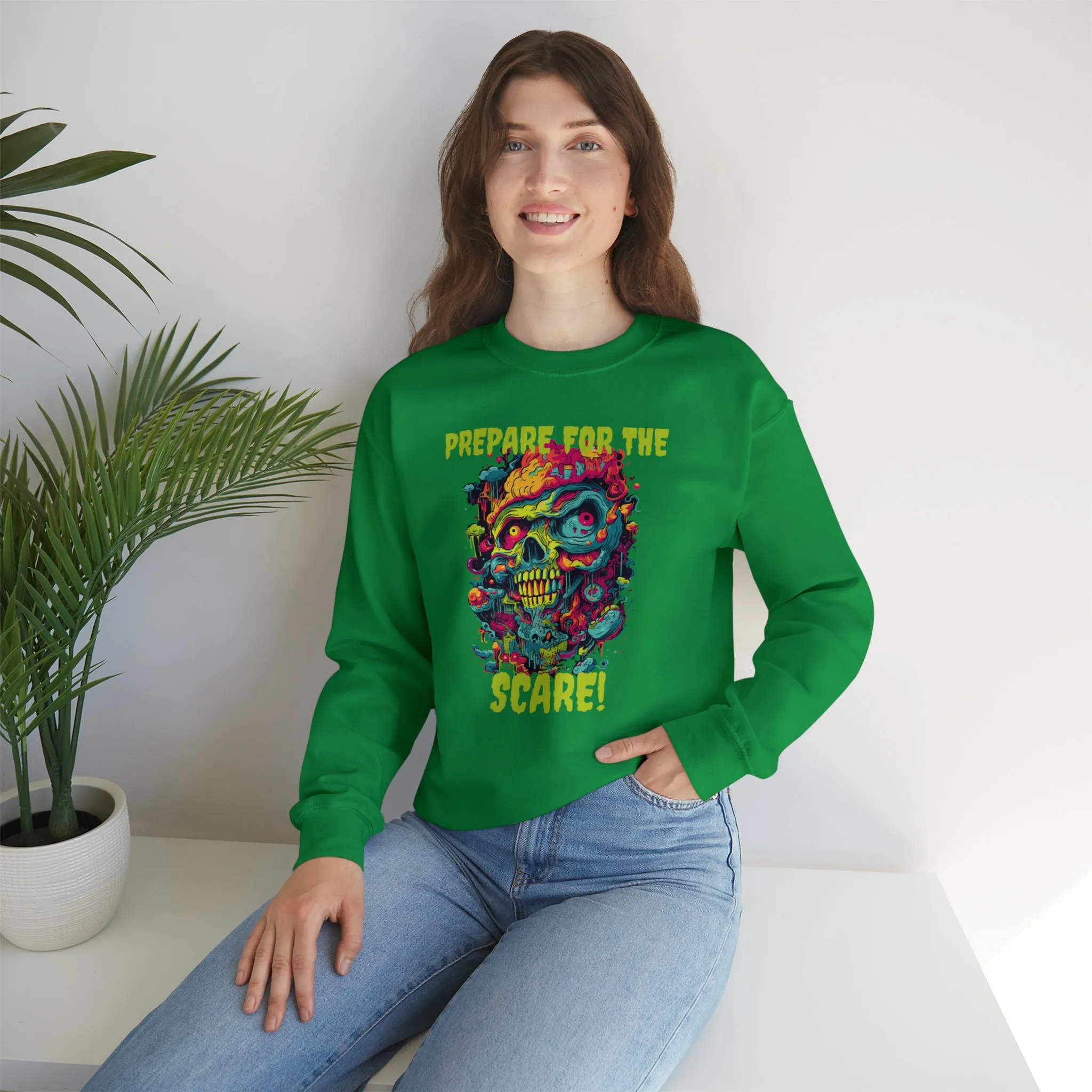 Prepare for the Scare Halloween Sweatshirt, Scary Creature Pullover, Creepy Halloween Crewneck Sweatshirt, Unisex Heavy Blend Crewneck