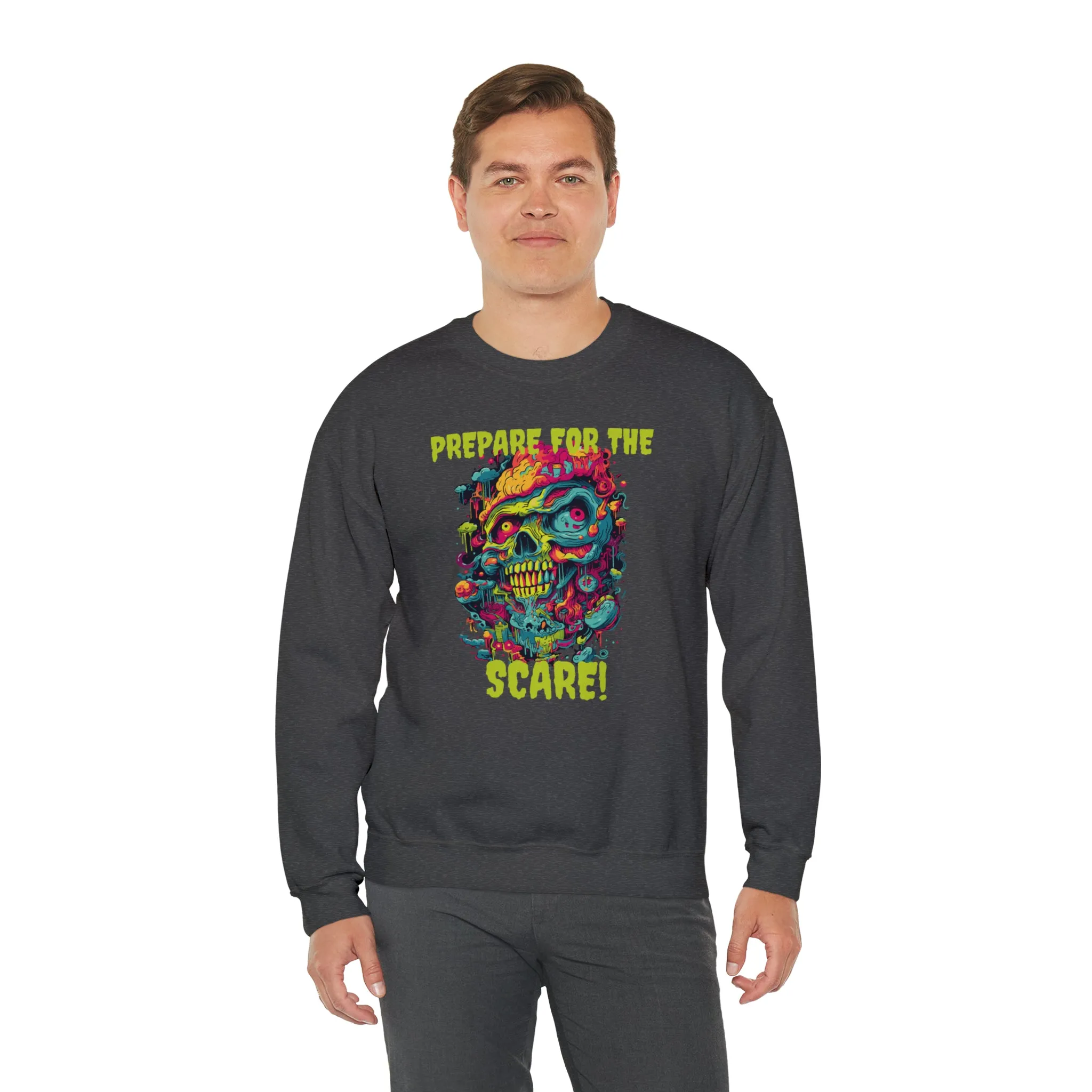 Prepare for the Scare Halloween Sweatshirt, Scary Creature Pullover, Creepy Halloween Crewneck Sweatshirt, Unisex Heavy Blend Crewneck