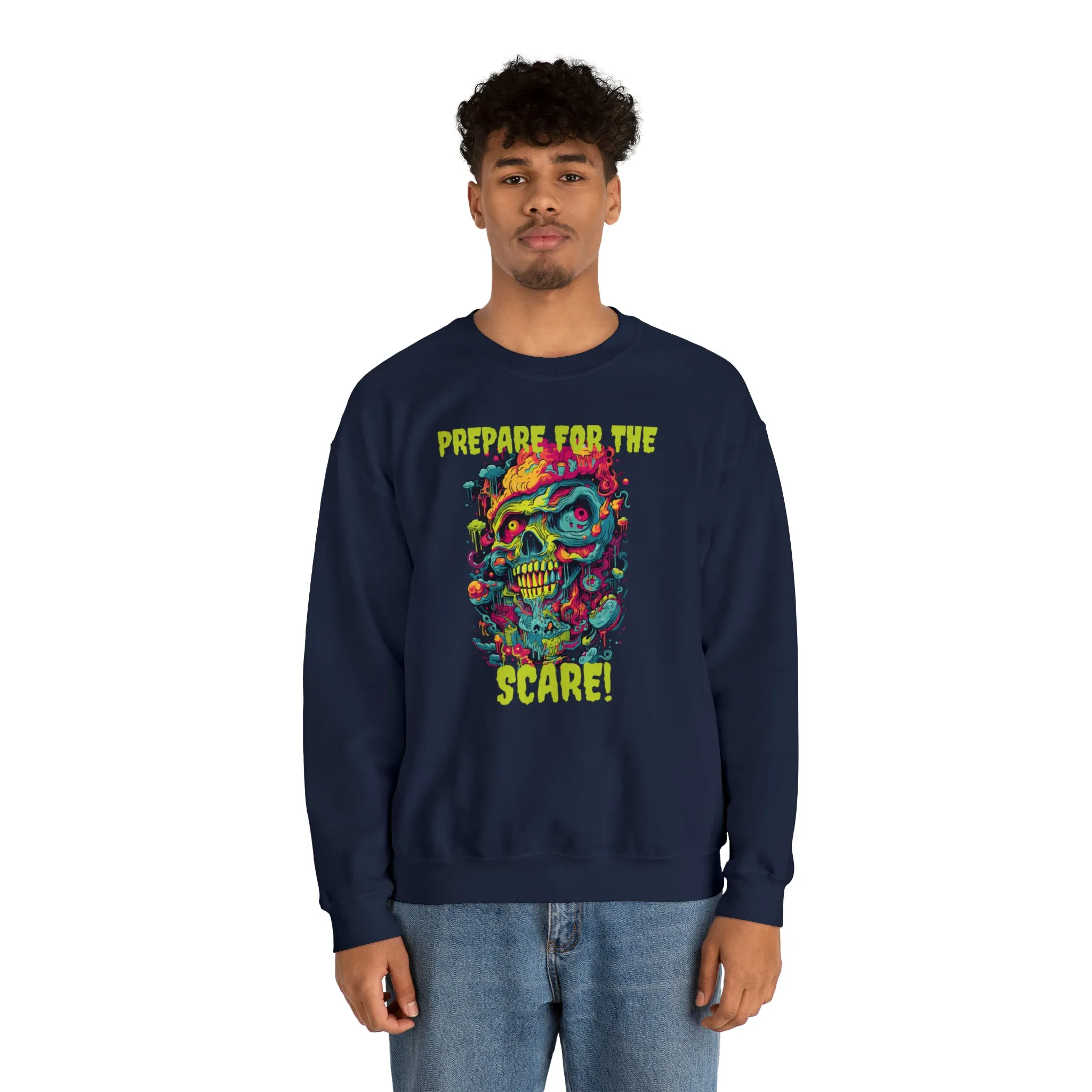 Prepare for the Scare Halloween Sweatshirt, Scary Creature Pullover, Creepy Halloween Crewneck Sweatshirt, Unisex Heavy Blend Crewneck