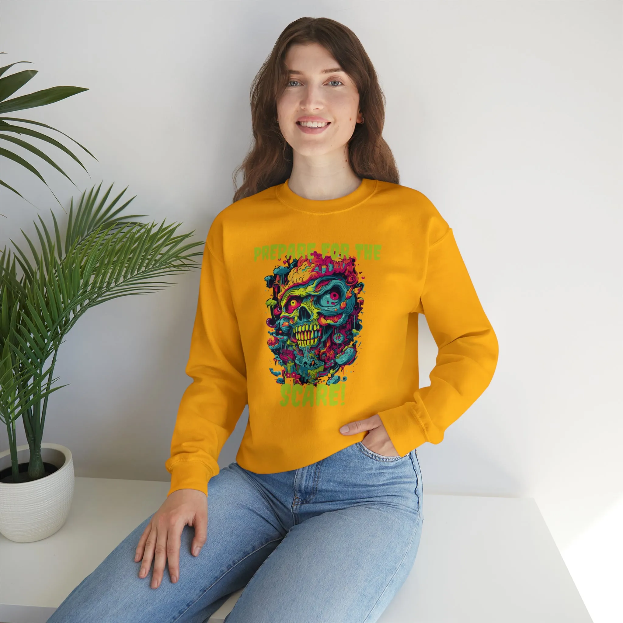 Prepare for the Scare Halloween Sweatshirt, Scary Creature Pullover, Creepy Halloween Crewneck Sweatshirt, Unisex Heavy Blend Crewneck