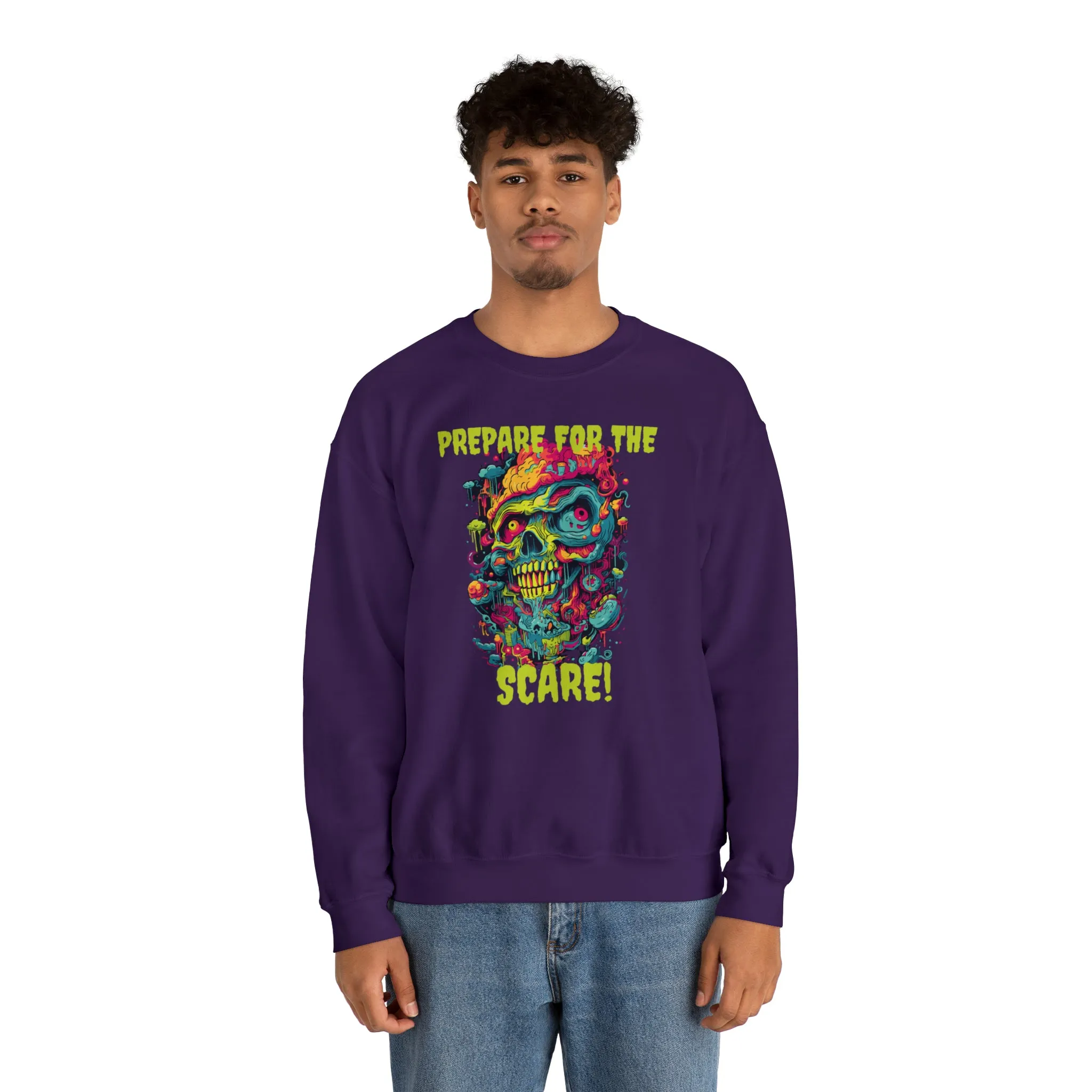 Prepare for the Scare Halloween Sweatshirt, Scary Creature Pullover, Creepy Halloween Crewneck Sweatshirt, Unisex Heavy Blend Crewneck