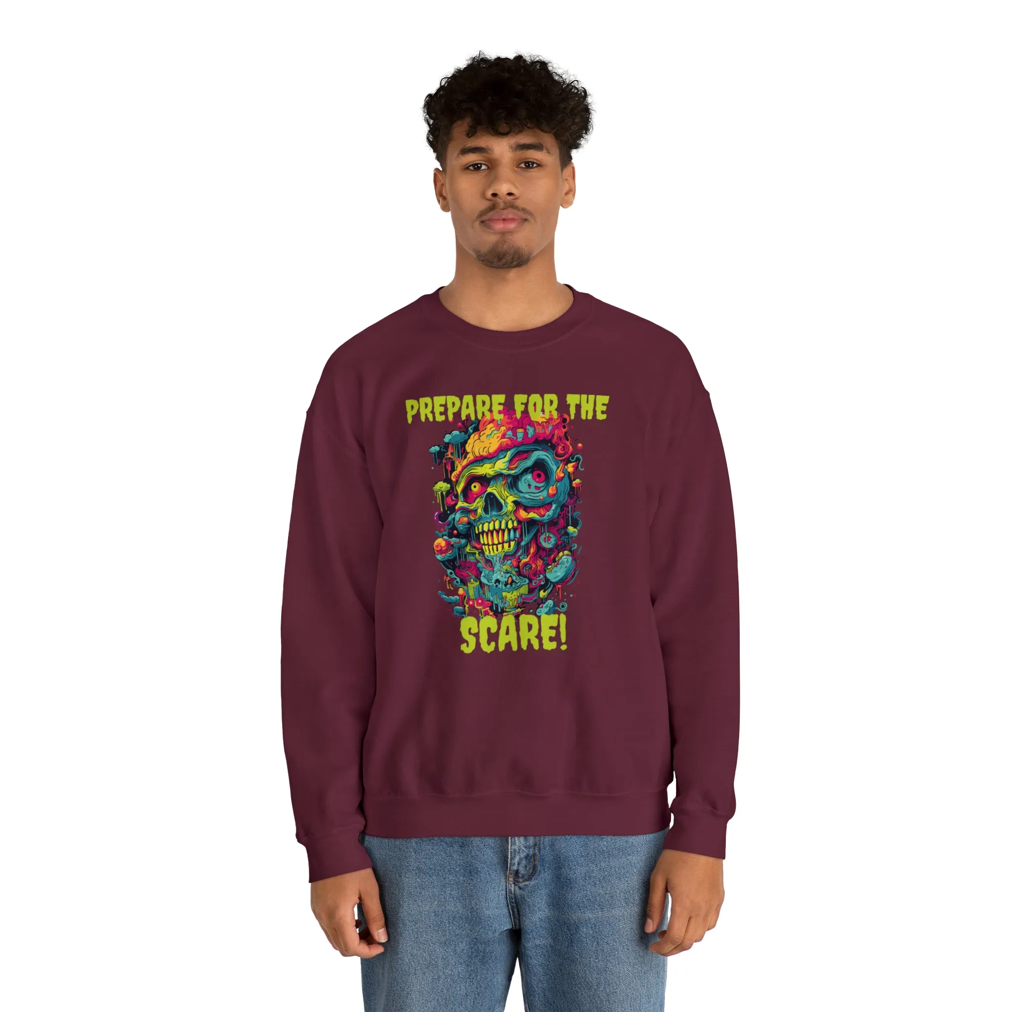 Prepare for the Scare Halloween Sweatshirt, Scary Creature Pullover, Creepy Halloween Crewneck Sweatshirt, Unisex Heavy Blend Crewneck