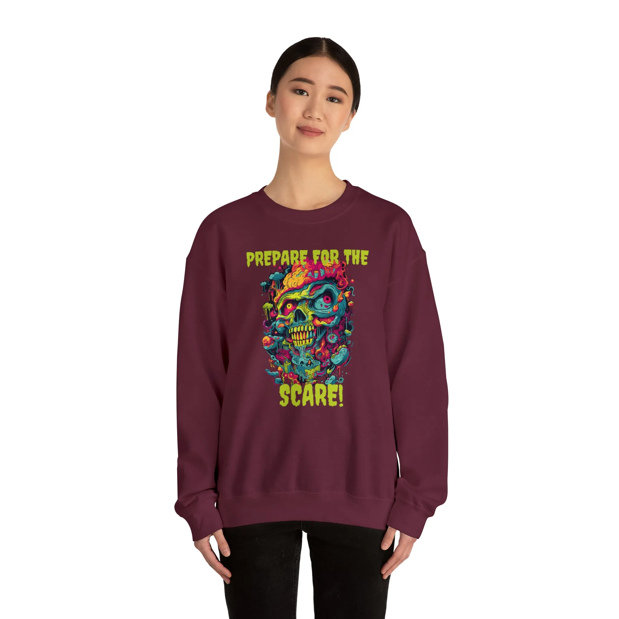 Prepare for the Scare Halloween Sweatshirt, Scary Creature Pullover, Creepy Halloween Crewneck Sweatshirt, Unisex Heavy Blend Crewneck