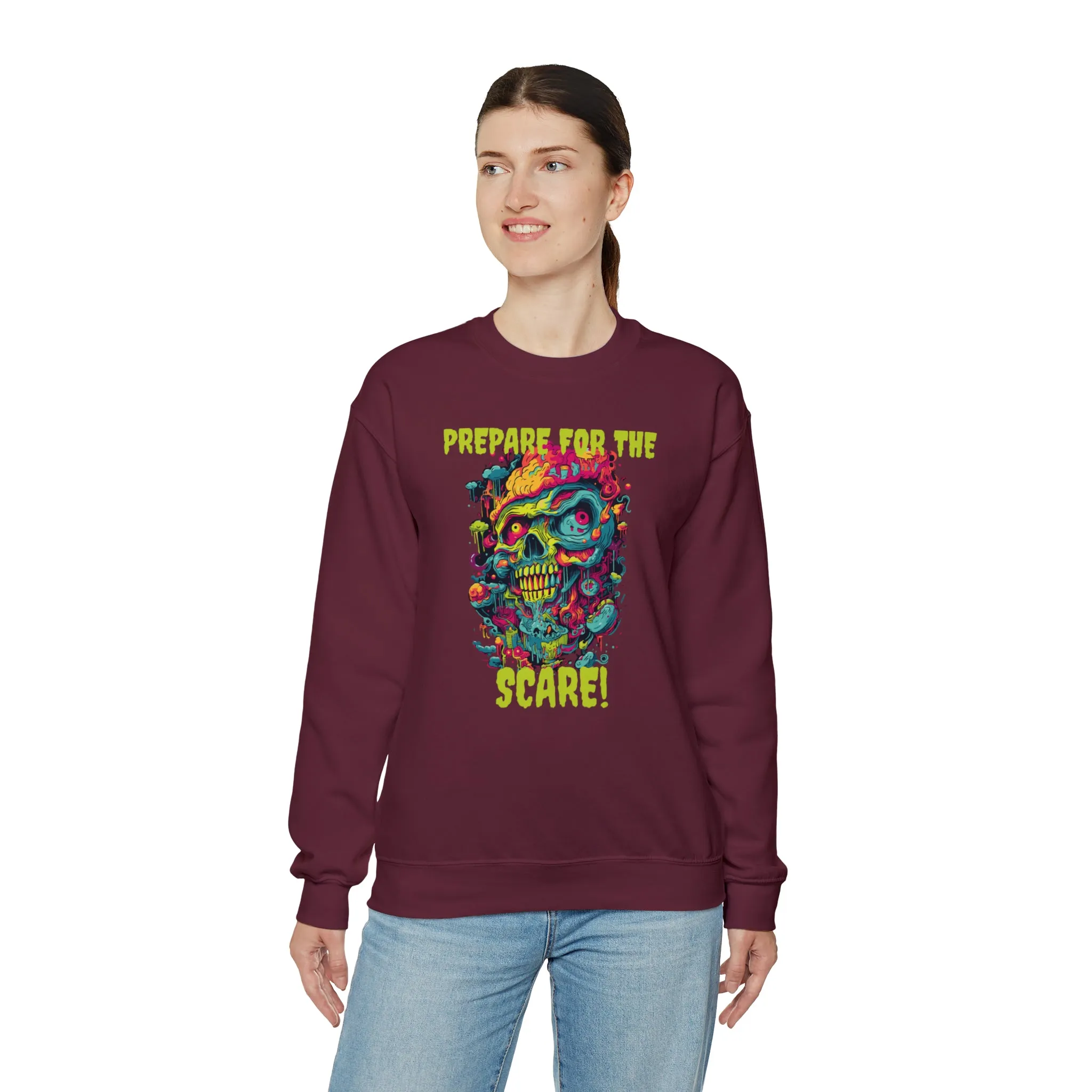 Prepare for the Scare Halloween Sweatshirt, Scary Creature Pullover, Creepy Halloween Crewneck Sweatshirt, Unisex Heavy Blend Crewneck