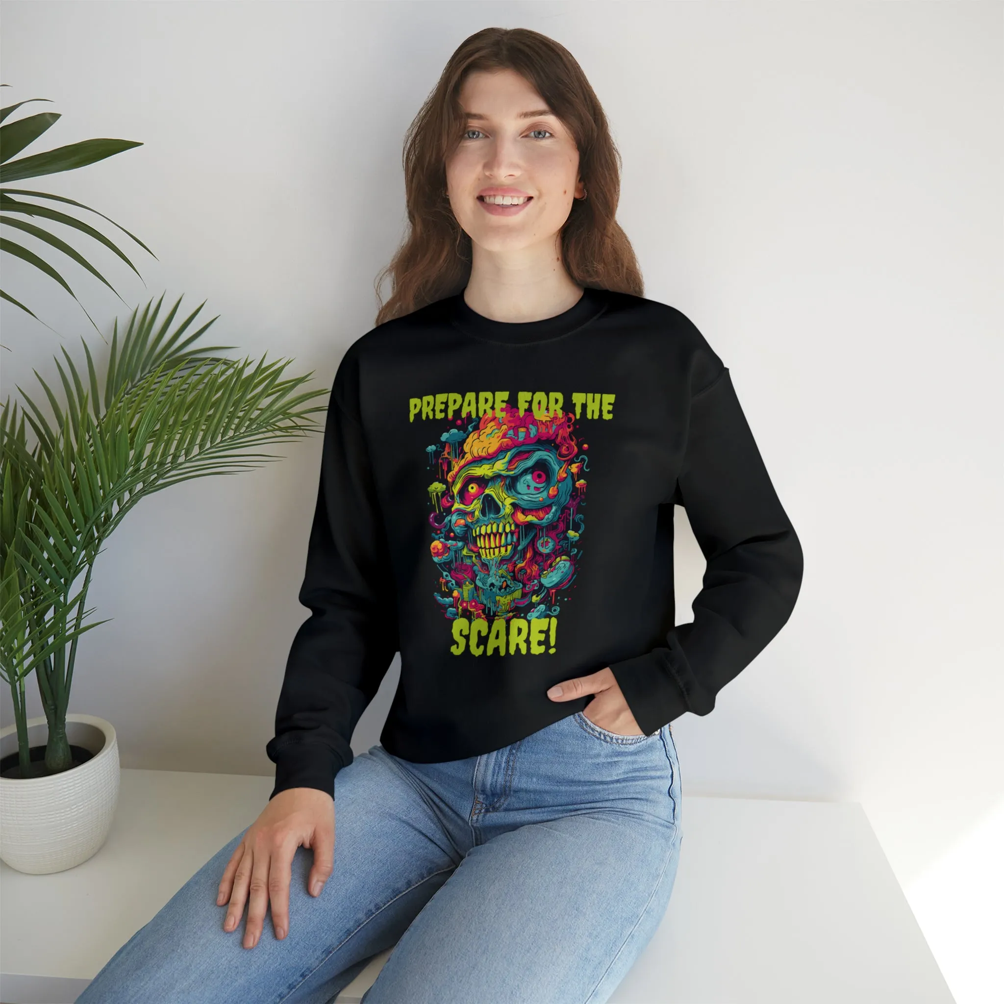 Prepare for the Scare Halloween Sweatshirt, Scary Creature Pullover, Creepy Halloween Crewneck Sweatshirt, Unisex Heavy Blend Crewneck