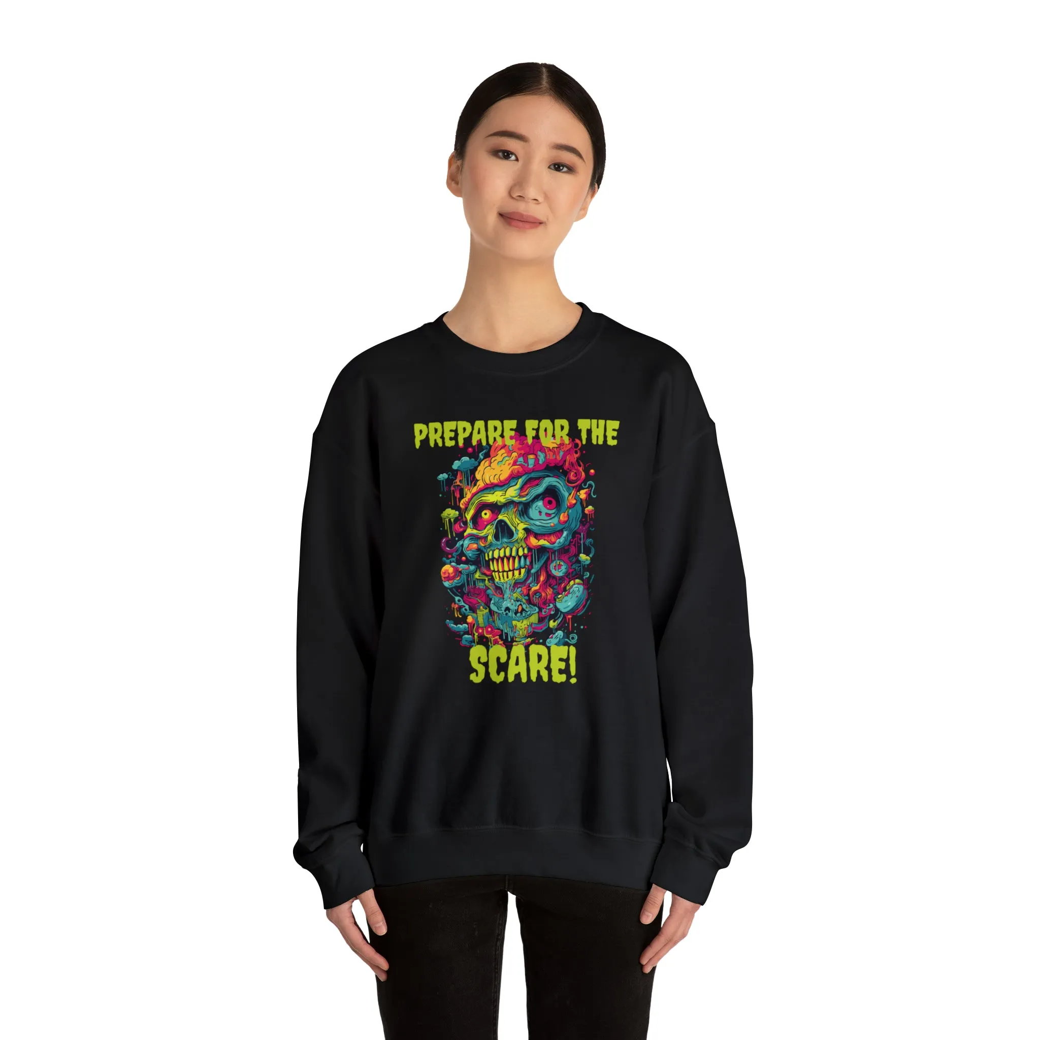 Prepare for the Scare Halloween Sweatshirt, Scary Creature Pullover, Creepy Halloween Crewneck Sweatshirt, Unisex Heavy Blend Crewneck
