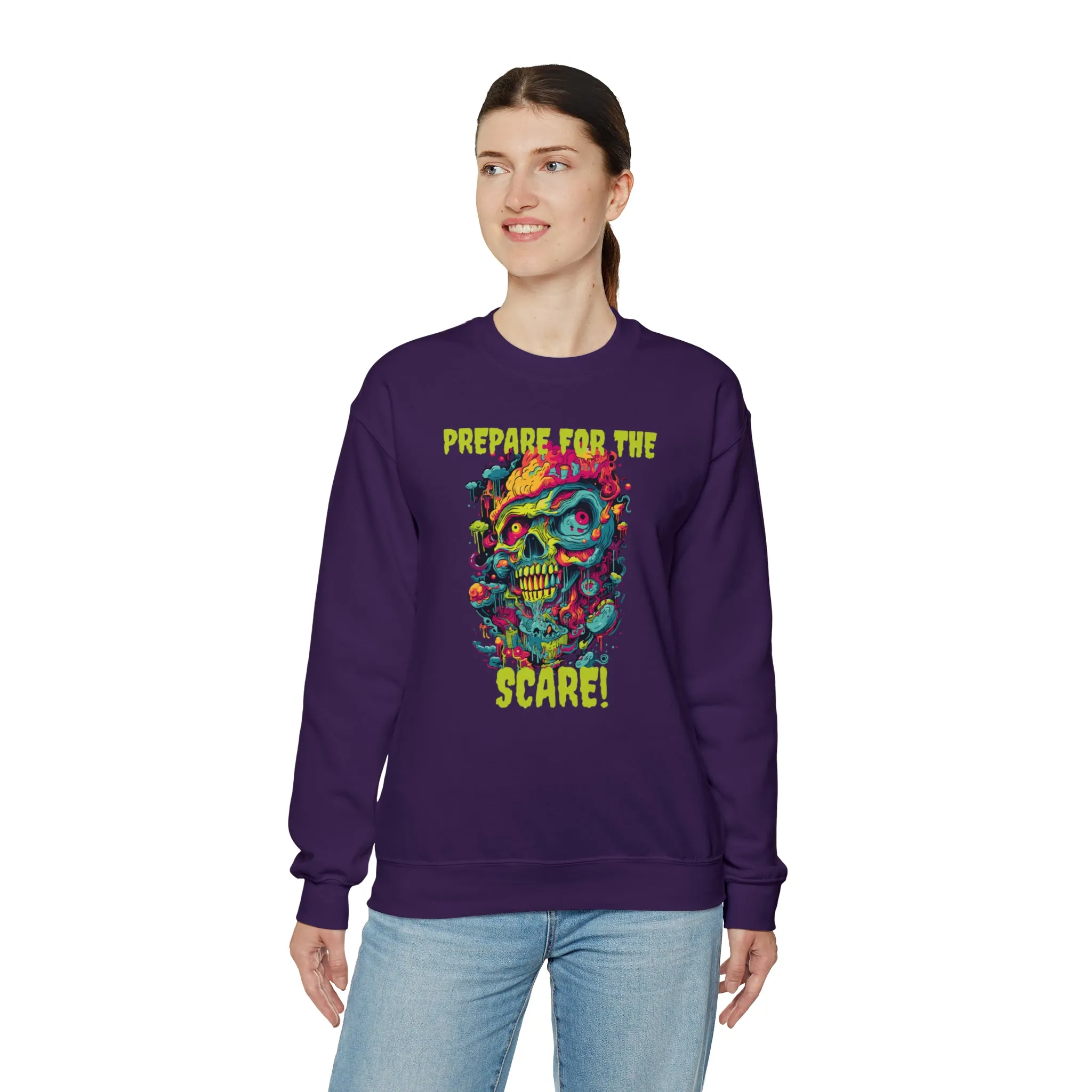 Prepare for the Scare Halloween Sweatshirt, Scary Creature Pullover, Creepy Halloween Crewneck Sweatshirt, Unisex Heavy Blend Crewneck
