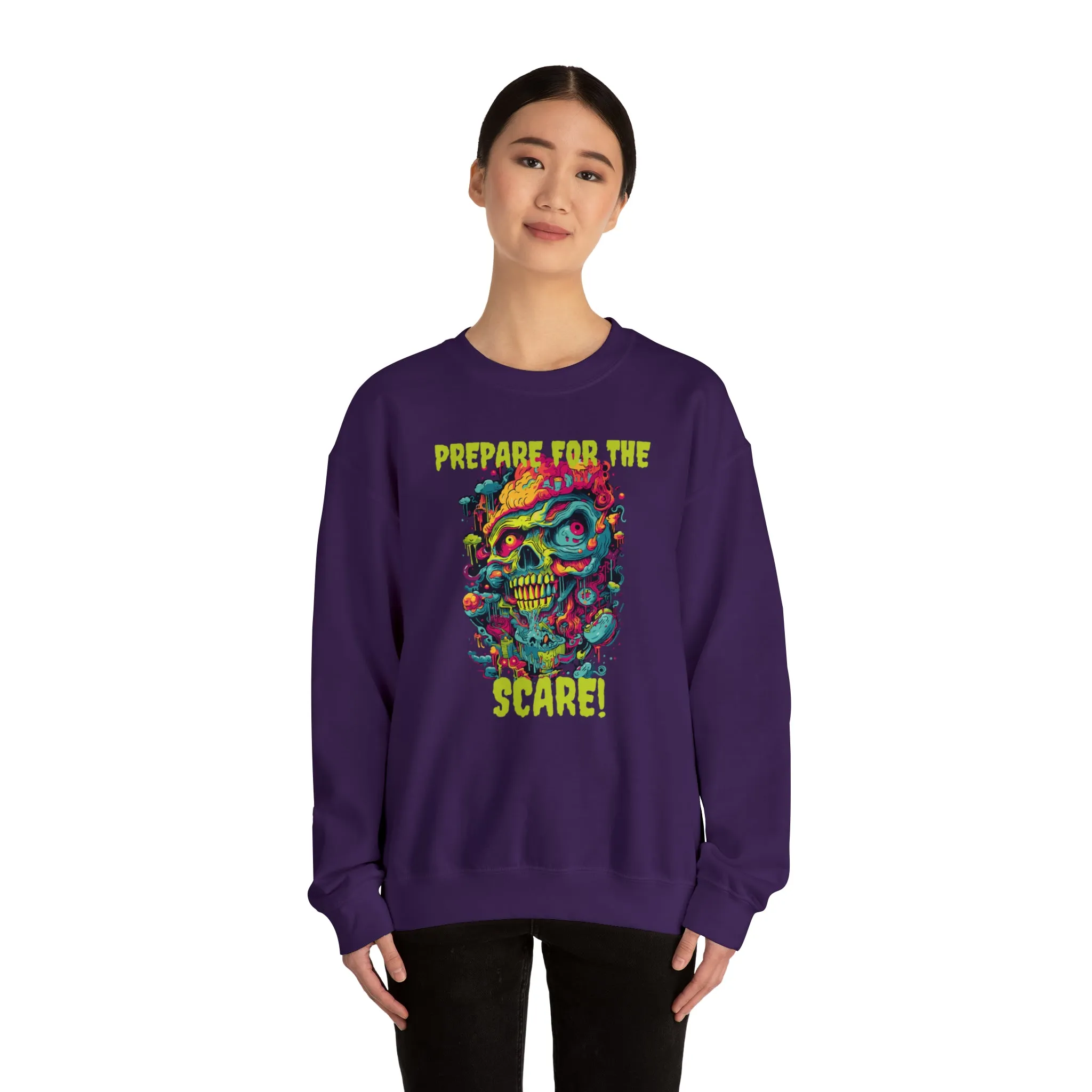 Prepare for the Scare Halloween Sweatshirt, Scary Creature Pullover, Creepy Halloween Crewneck Sweatshirt, Unisex Heavy Blend Crewneck