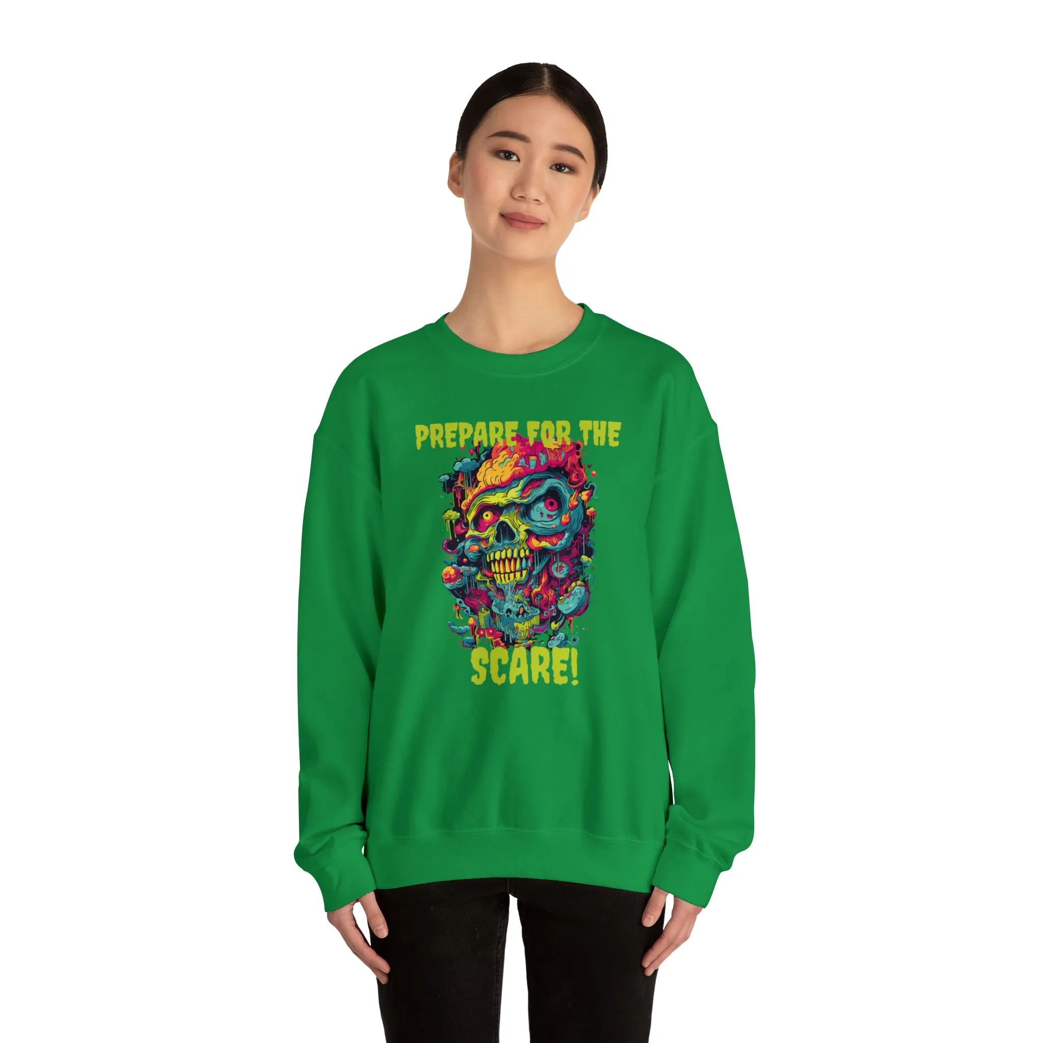 Prepare for the Scare Halloween Sweatshirt, Scary Creature Pullover, Creepy Halloween Crewneck Sweatshirt, Unisex Heavy Blend Crewneck