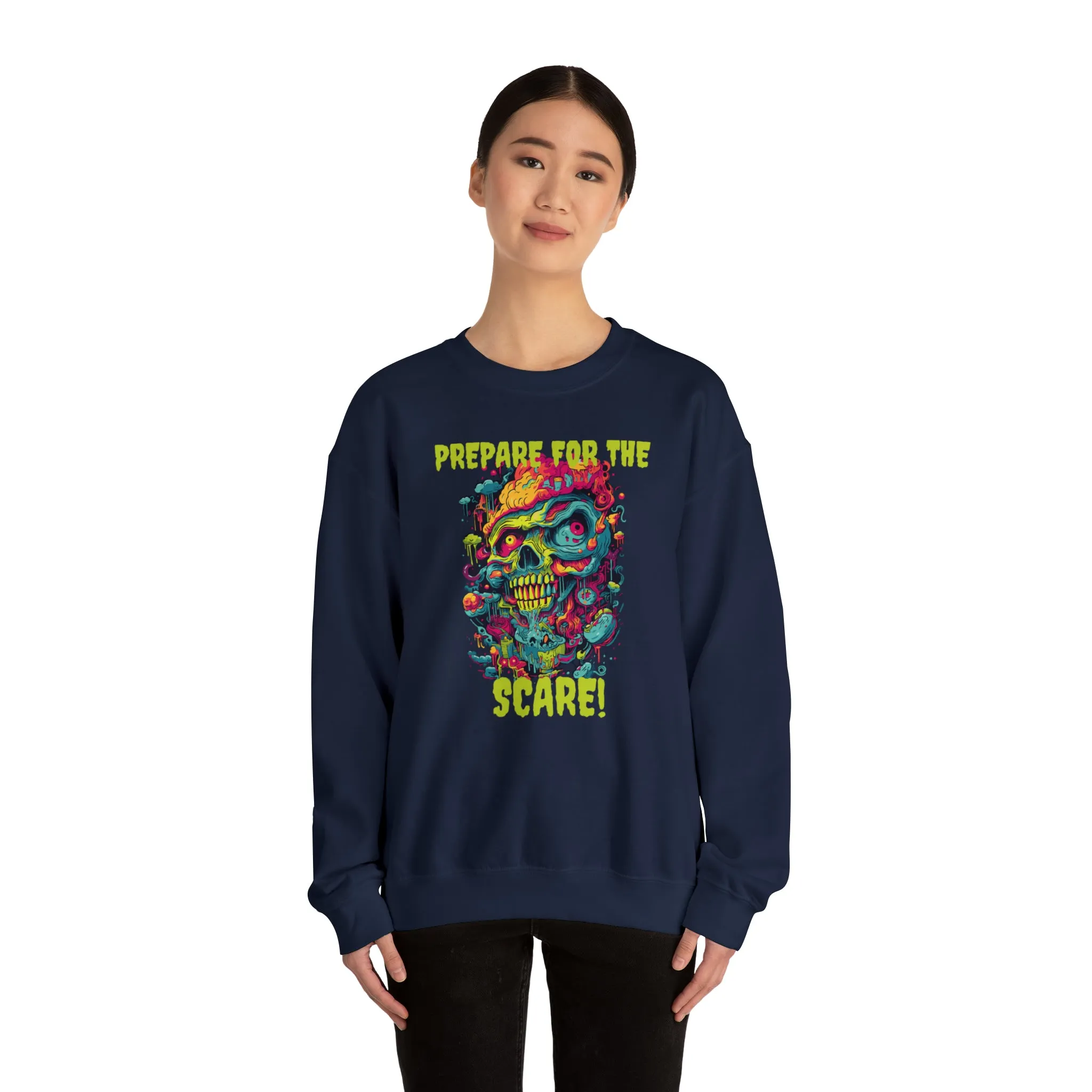 Prepare for the Scare Halloween Sweatshirt, Scary Creature Pullover, Creepy Halloween Crewneck Sweatshirt, Unisex Heavy Blend Crewneck