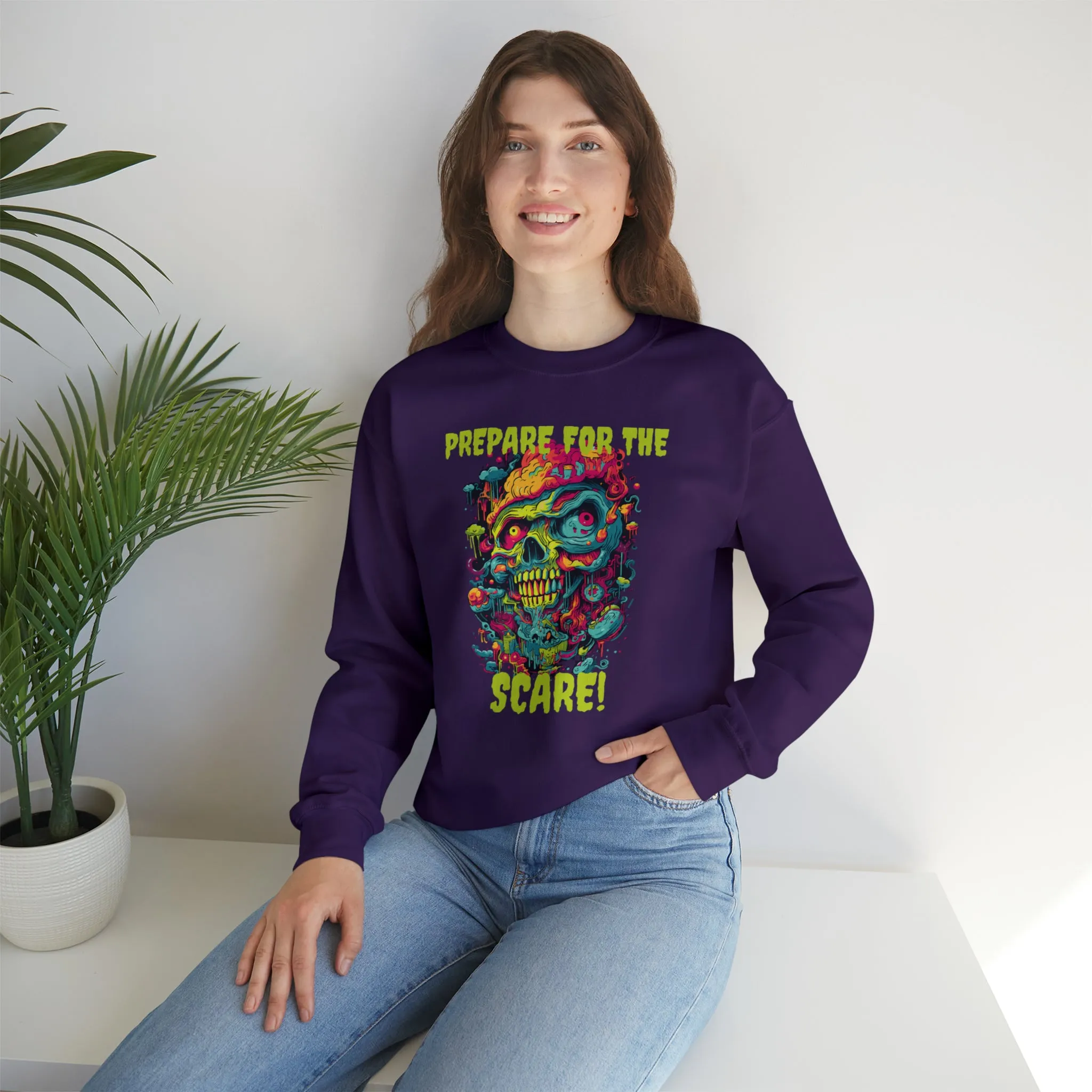 Prepare for the Scare Halloween Sweatshirt, Scary Creature Pullover, Creepy Halloween Crewneck Sweatshirt, Unisex Heavy Blend Crewneck