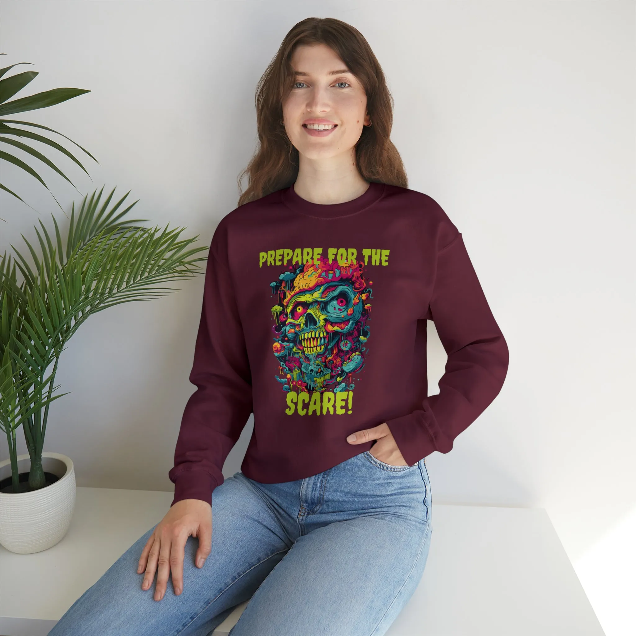 Prepare for the Scare Halloween Sweatshirt, Scary Creature Pullover, Creepy Halloween Crewneck Sweatshirt, Unisex Heavy Blend Crewneck