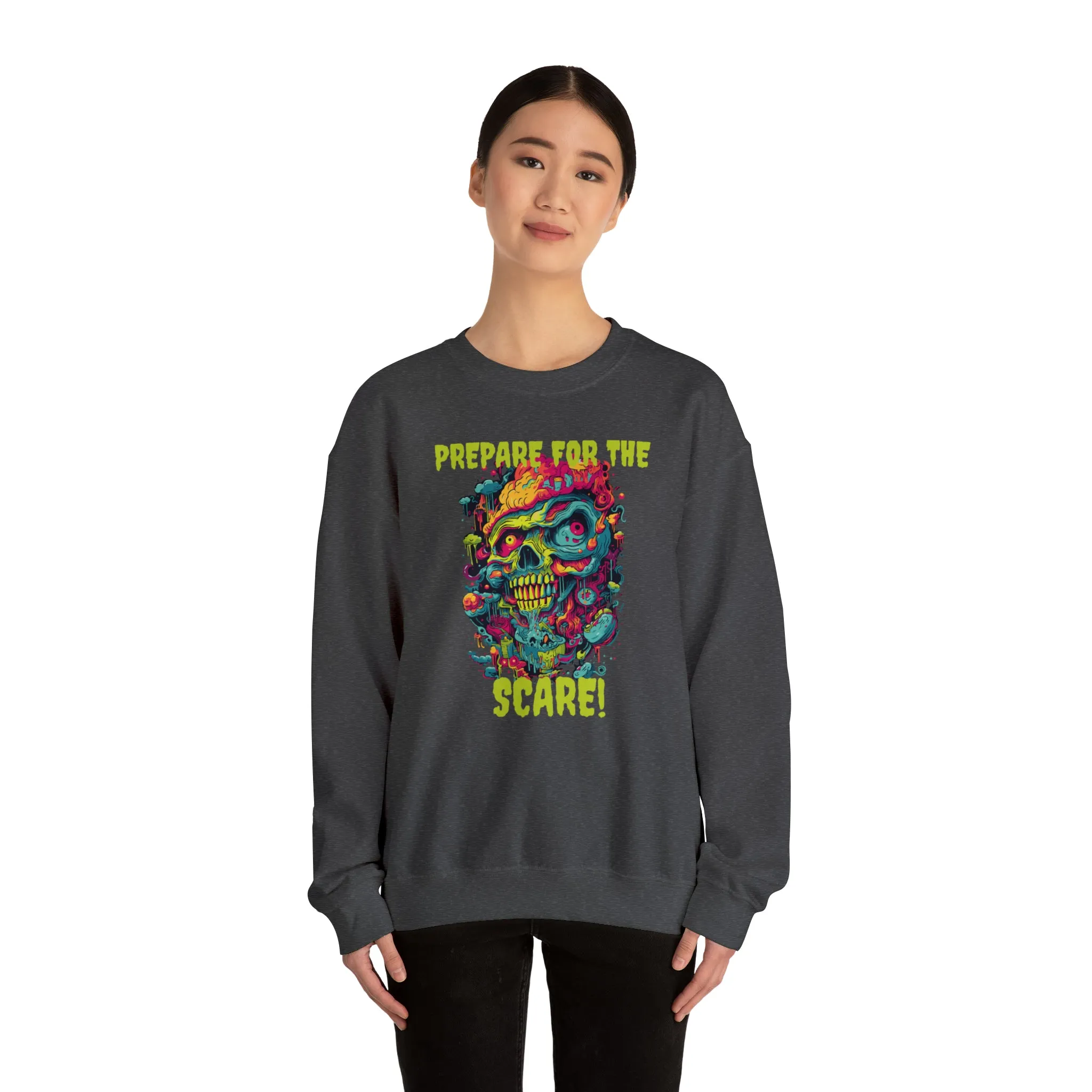 Prepare for the Scare Halloween Sweatshirt, Scary Creature Pullover, Creepy Halloween Crewneck Sweatshirt, Unisex Heavy Blend Crewneck