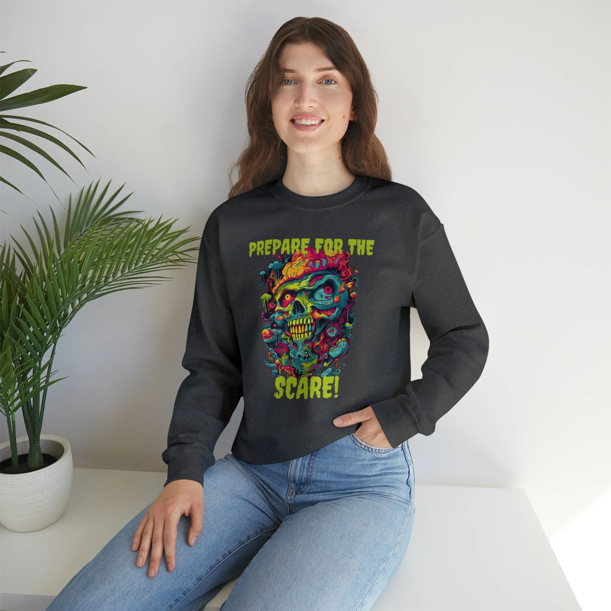 Prepare for the Scare Halloween Sweatshirt, Scary Creature Pullover, Creepy Halloween Crewneck Sweatshirt, Unisex Heavy Blend Crewneck