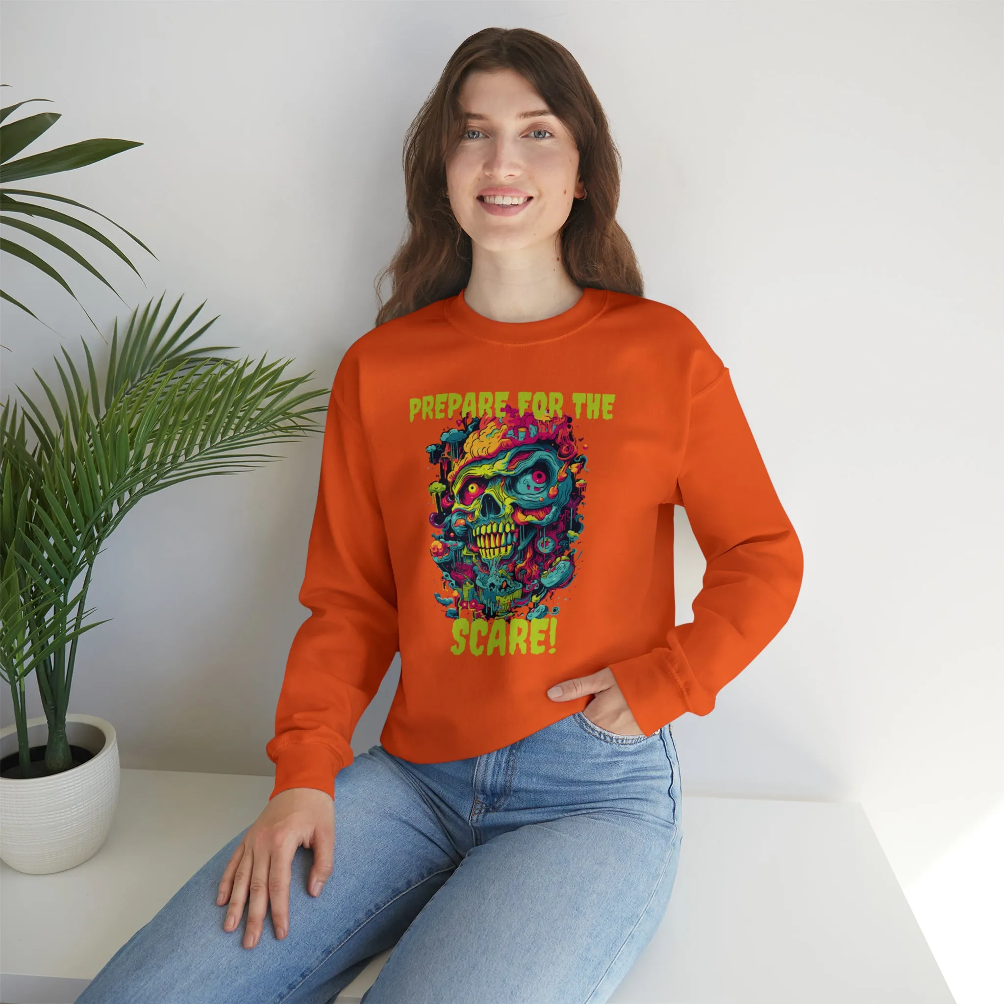 Prepare for the Scare Halloween Sweatshirt, Scary Creature Pullover, Creepy Halloween Crewneck Sweatshirt, Unisex Heavy Blend Crewneck
