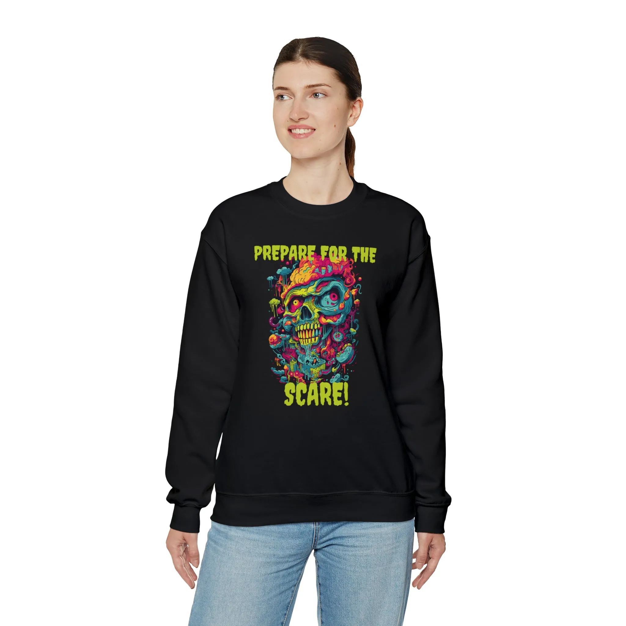 Prepare for the Scare Halloween Sweatshirt, Scary Creature Pullover, Creepy Halloween Crewneck Sweatshirt, Unisex Heavy Blend Crewneck
