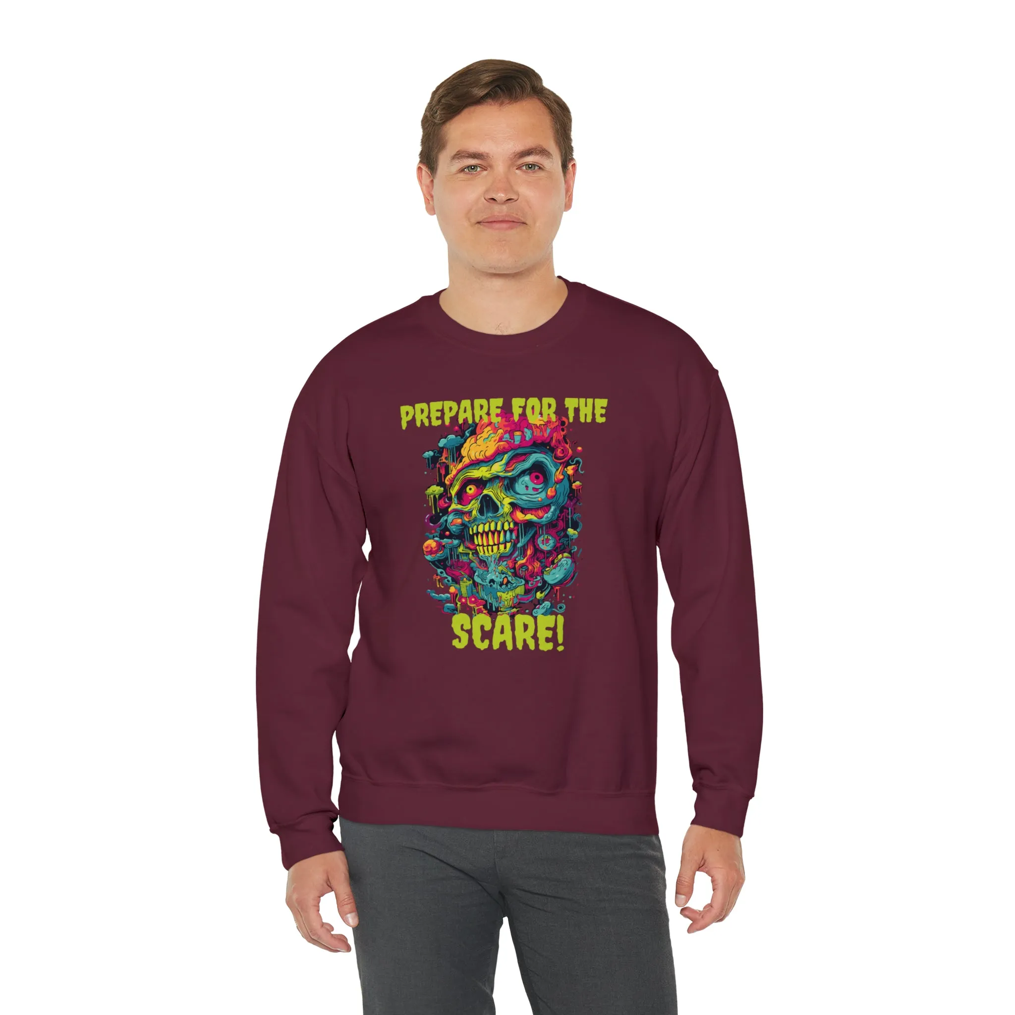 Prepare for the Scare Halloween Sweatshirt, Scary Creature Pullover, Creepy Halloween Crewneck Sweatshirt, Unisex Heavy Blend Crewneck