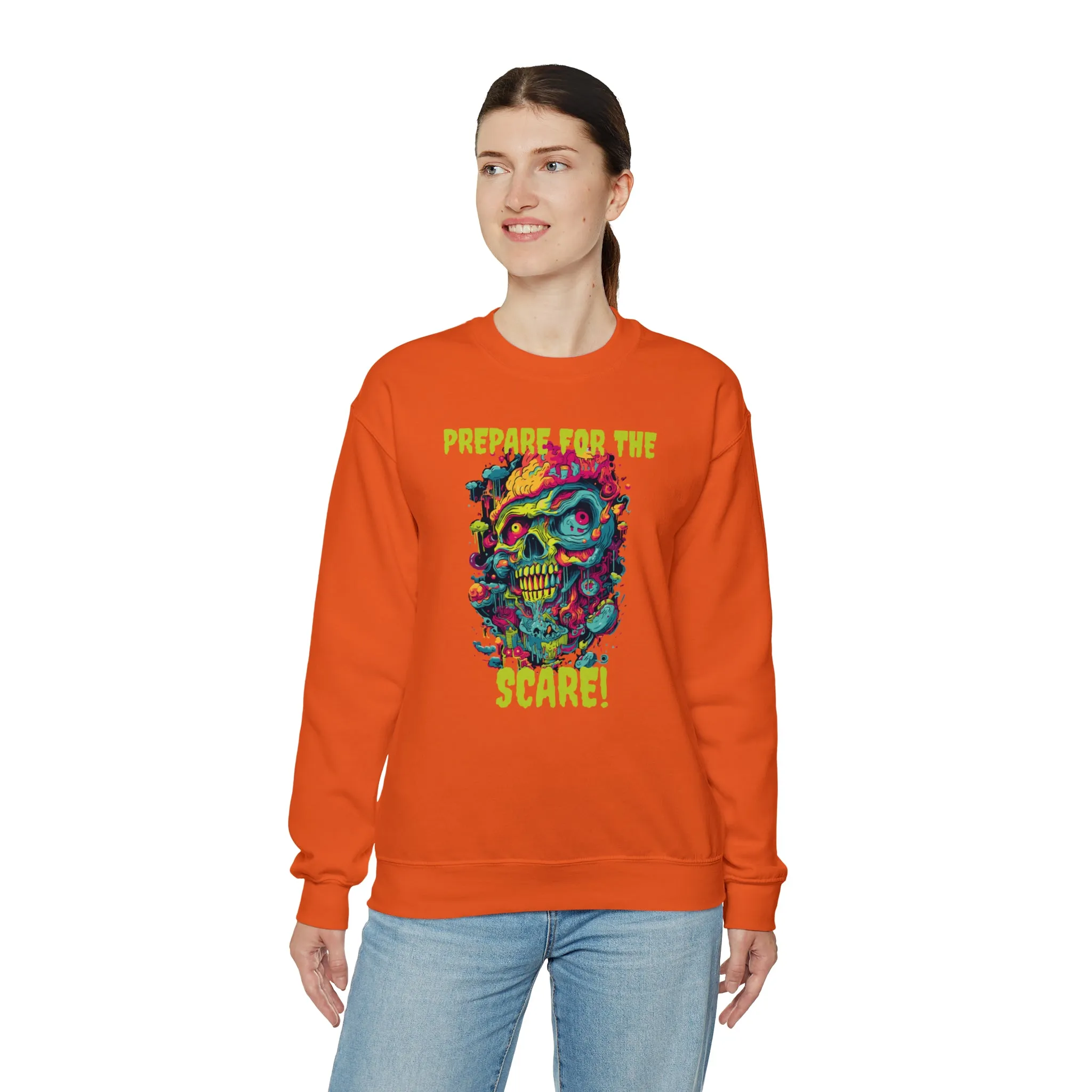 Prepare for the Scare Halloween Sweatshirt, Scary Creature Pullover, Creepy Halloween Crewneck Sweatshirt, Unisex Heavy Blend Crewneck
