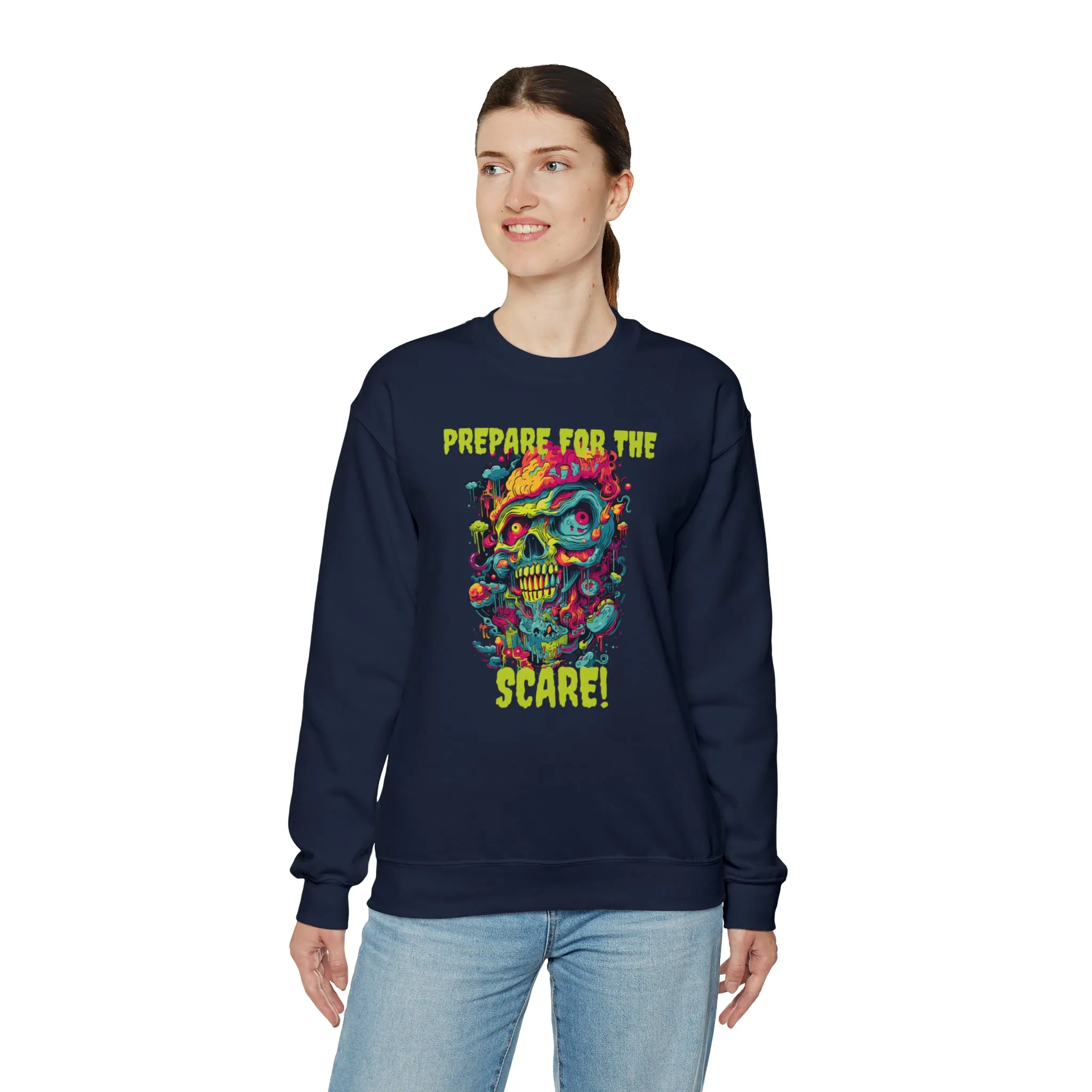 Prepare for the Scare Halloween Sweatshirt, Scary Creature Pullover, Creepy Halloween Crewneck Sweatshirt, Unisex Heavy Blend Crewneck