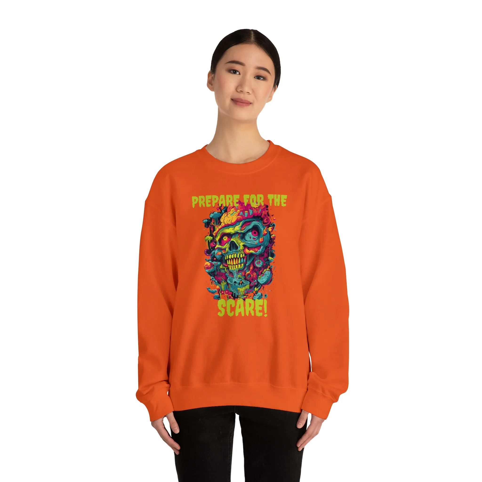 Prepare for the Scare Halloween Sweatshirt, Scary Creature Pullover, Creepy Halloween Crewneck Sweatshirt, Unisex Heavy Blend Crewneck