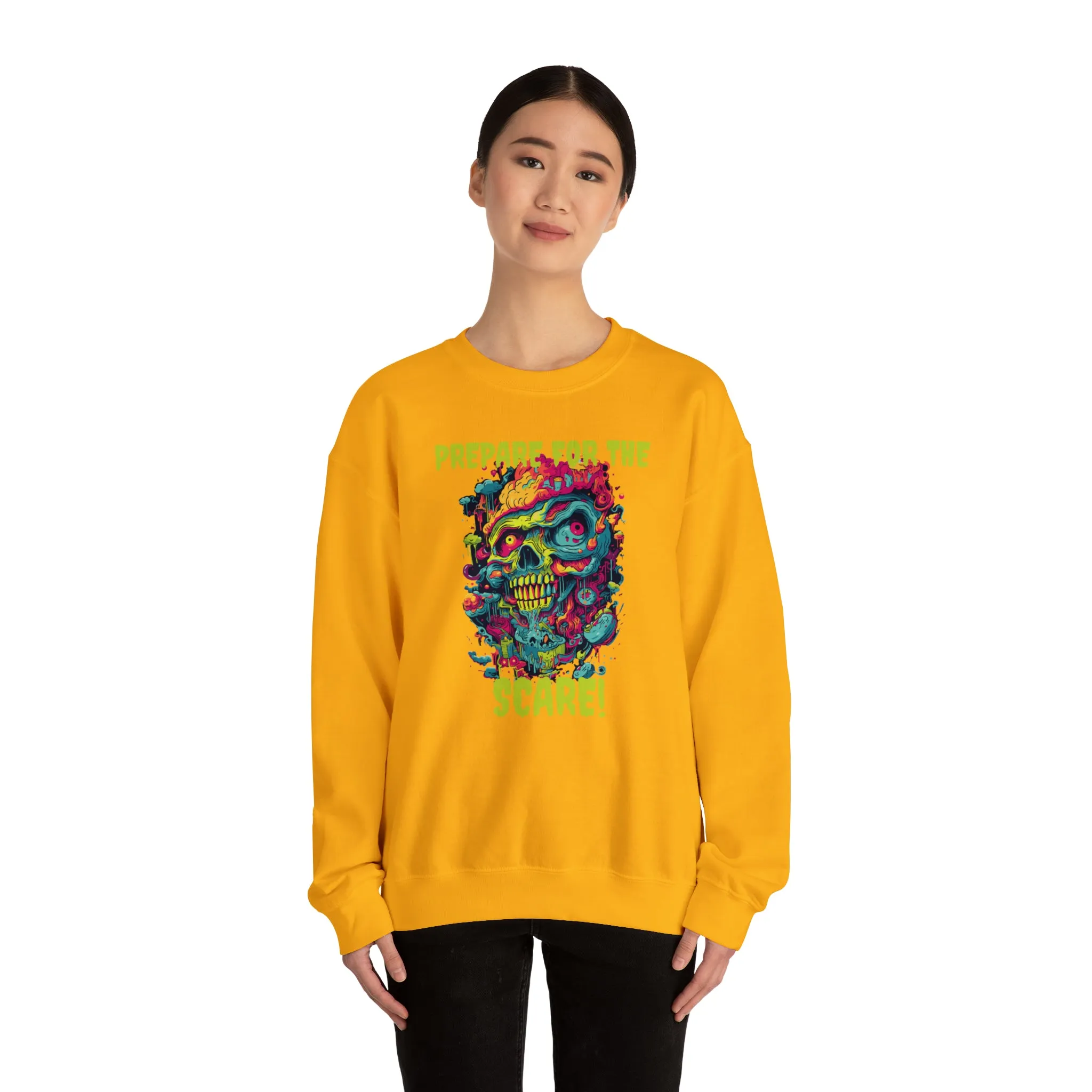 Prepare for the Scare Halloween Sweatshirt, Scary Creature Pullover, Creepy Halloween Crewneck Sweatshirt, Unisex Heavy Blend Crewneck