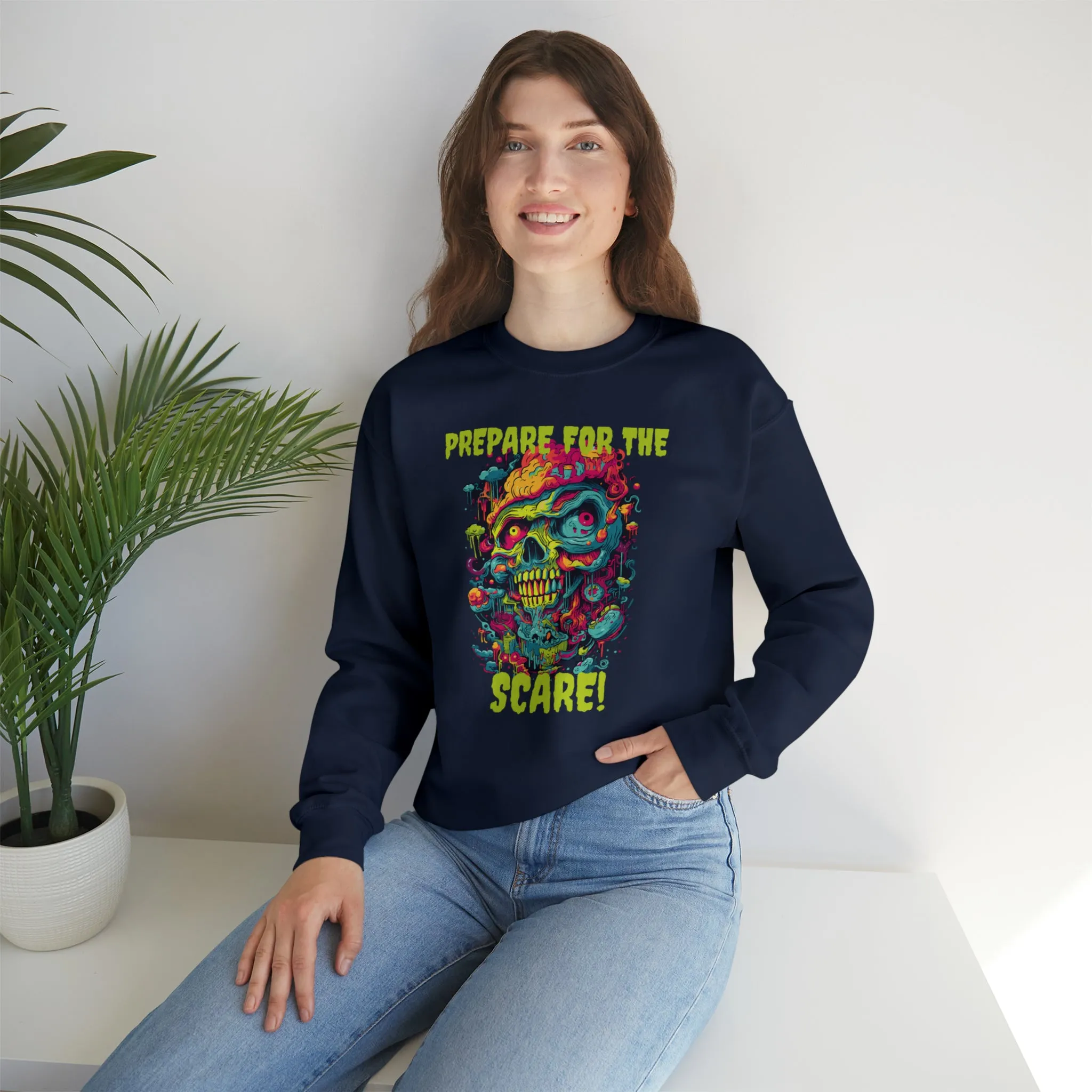 Prepare for the Scare Halloween Sweatshirt, Scary Creature Pullover, Creepy Halloween Crewneck Sweatshirt, Unisex Heavy Blend Crewneck