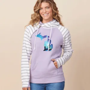 "Bridge Northern Lights" Women's Striped Double Hood Pullover