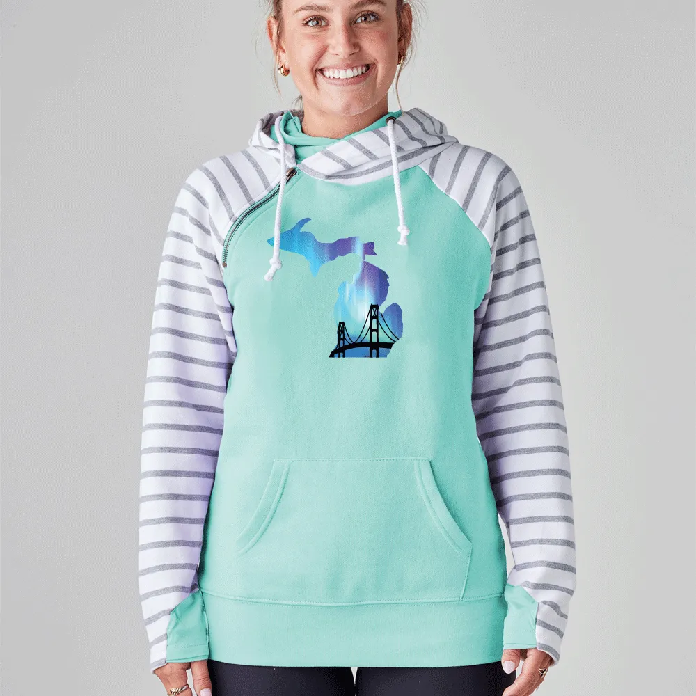 "Bridge Northern Lights" Women's Striped Double Hood Pullover