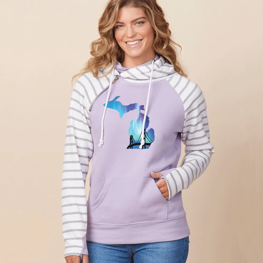 "Bridge Northern Lights" Women's Striped Double Hood Pullover