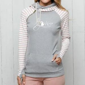 "Michigan Love #9" Women's Striped Double Hood Pullover CLEARANCE