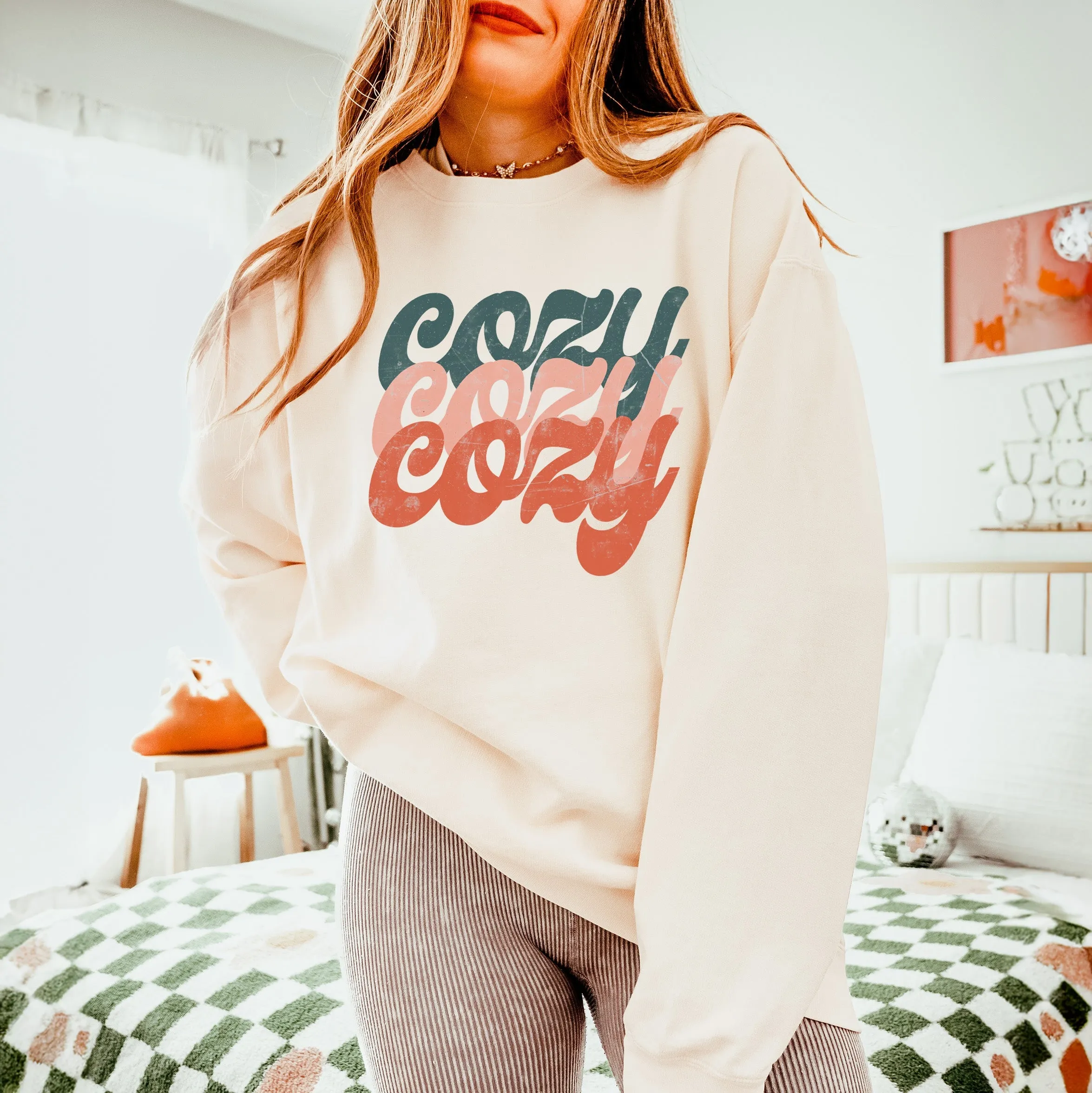 Retro Cozy Stacked Colorful | Lightweight Garment Dyed Sweatshirt