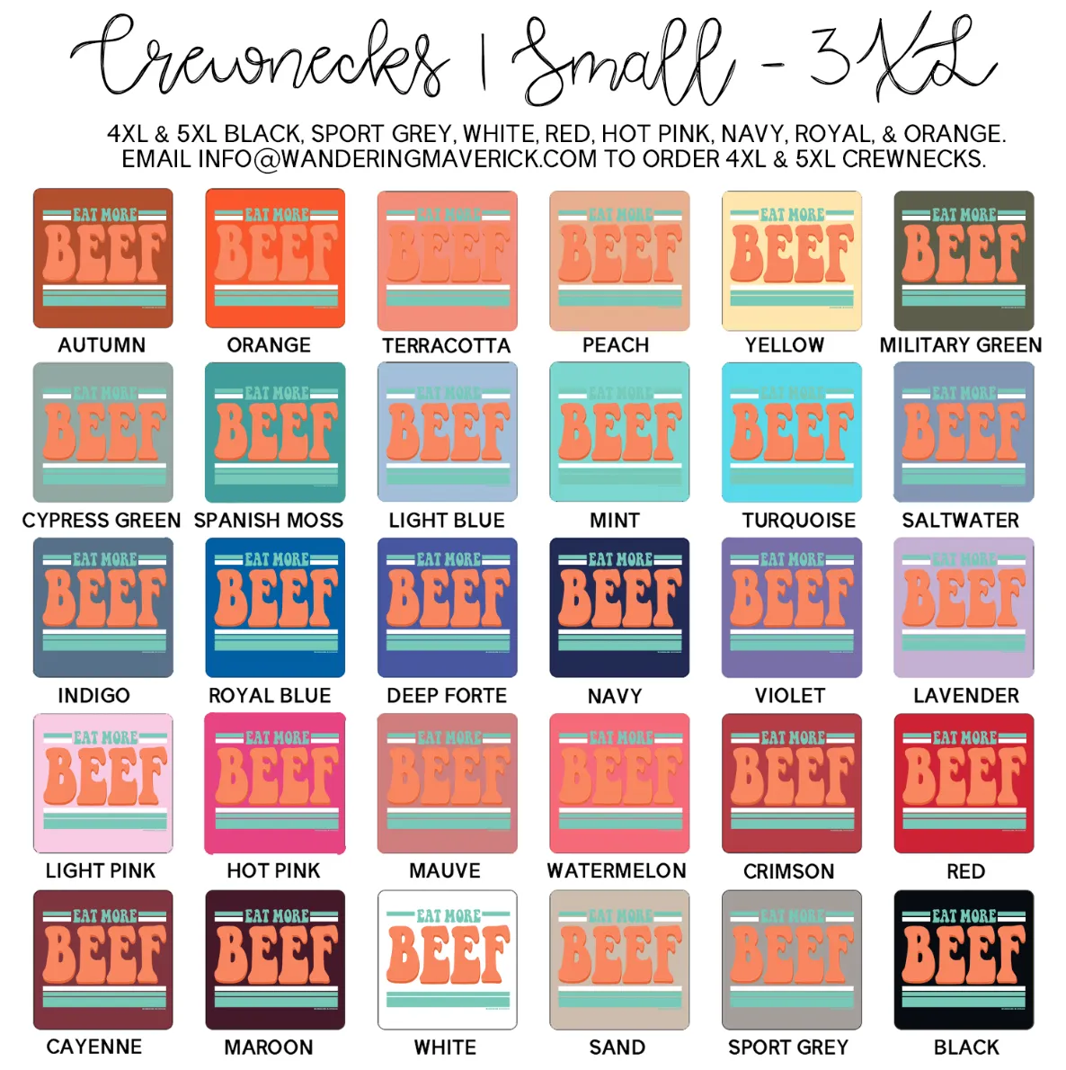 Retro Eat More Beef Crewneck (S-3XL) - Multiple Colors!