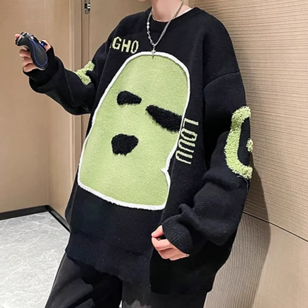 Retro Mask Pullover Sweater