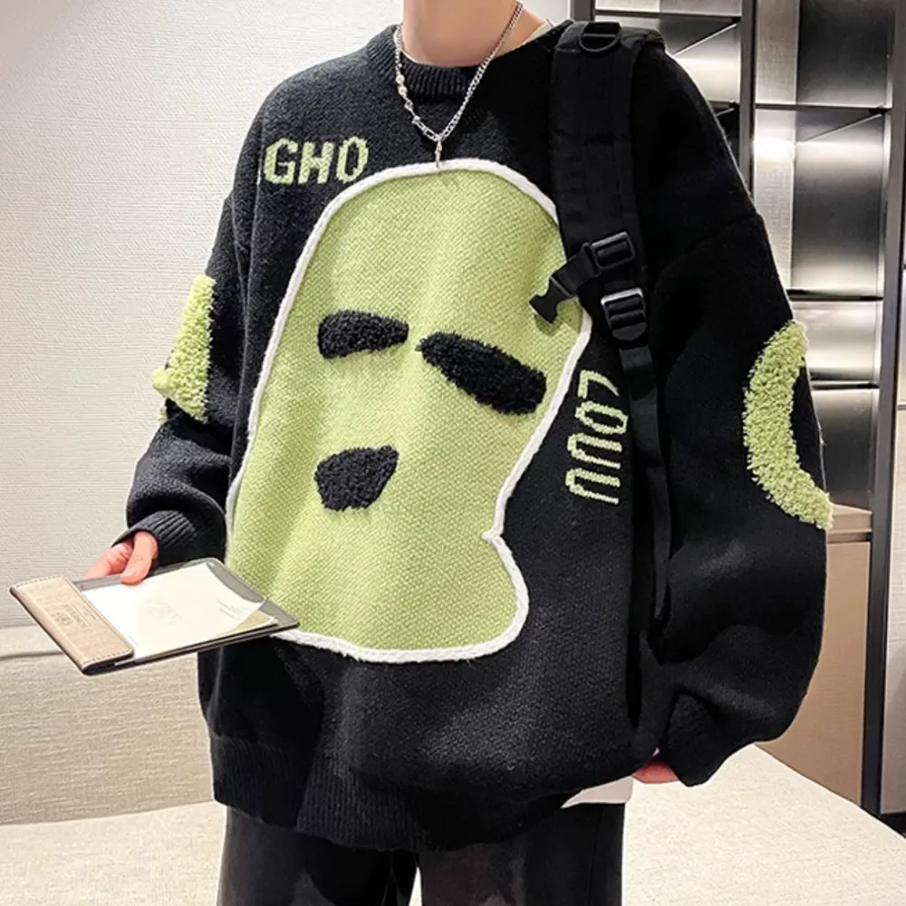 Retro Mask Pullover Sweater