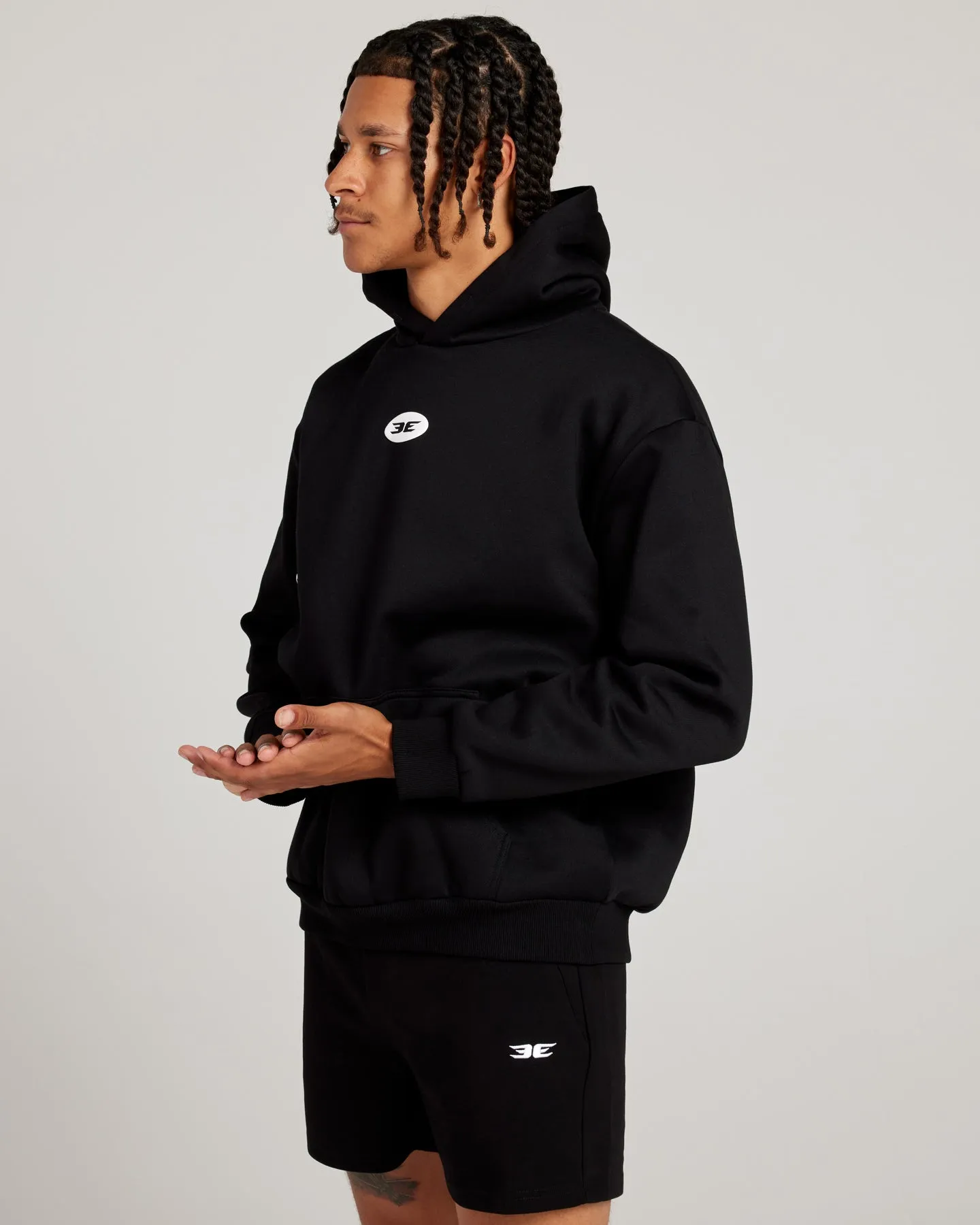Retro Puff Print Hoodie - Black