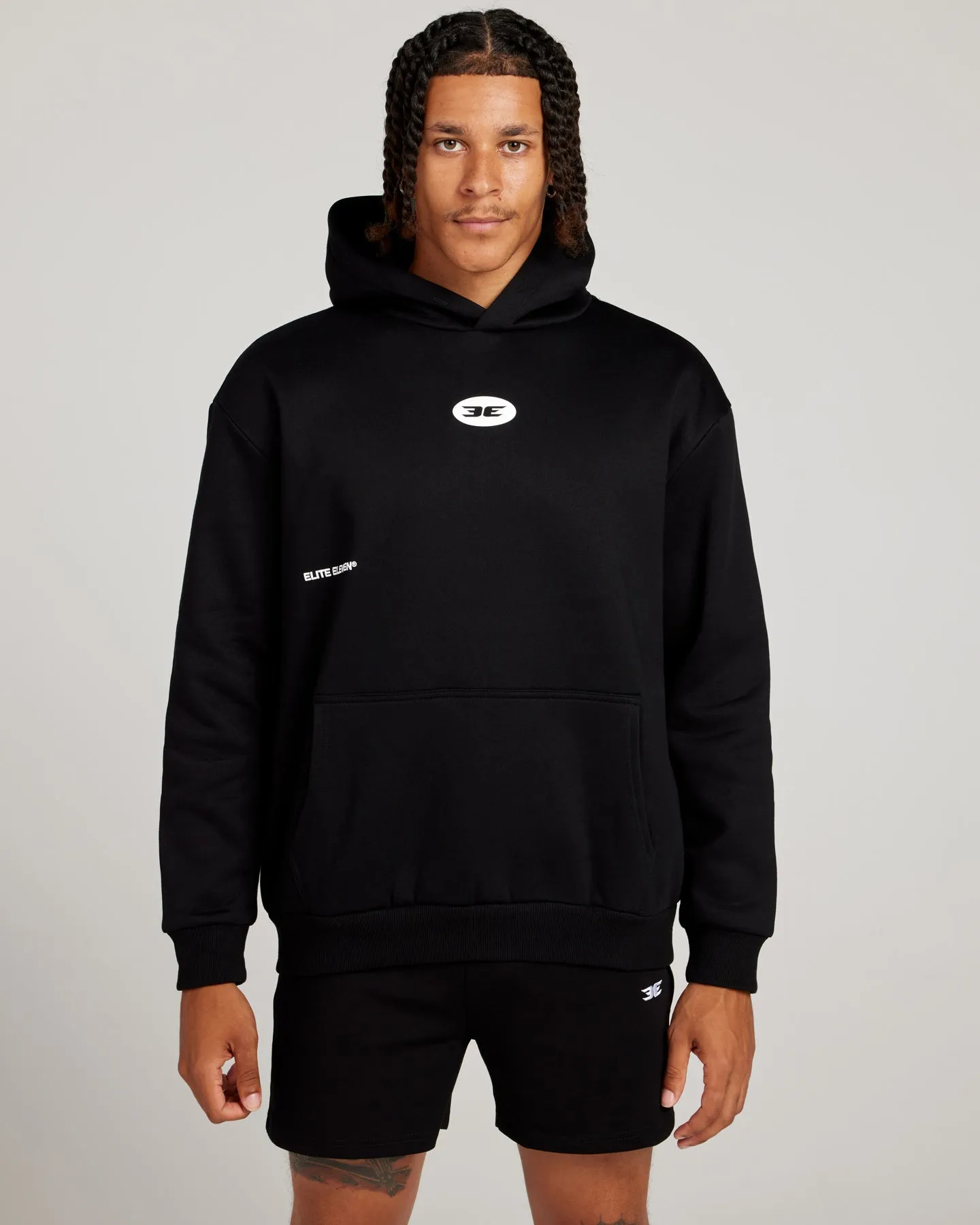 Retro Puff Print Hoodie - Black