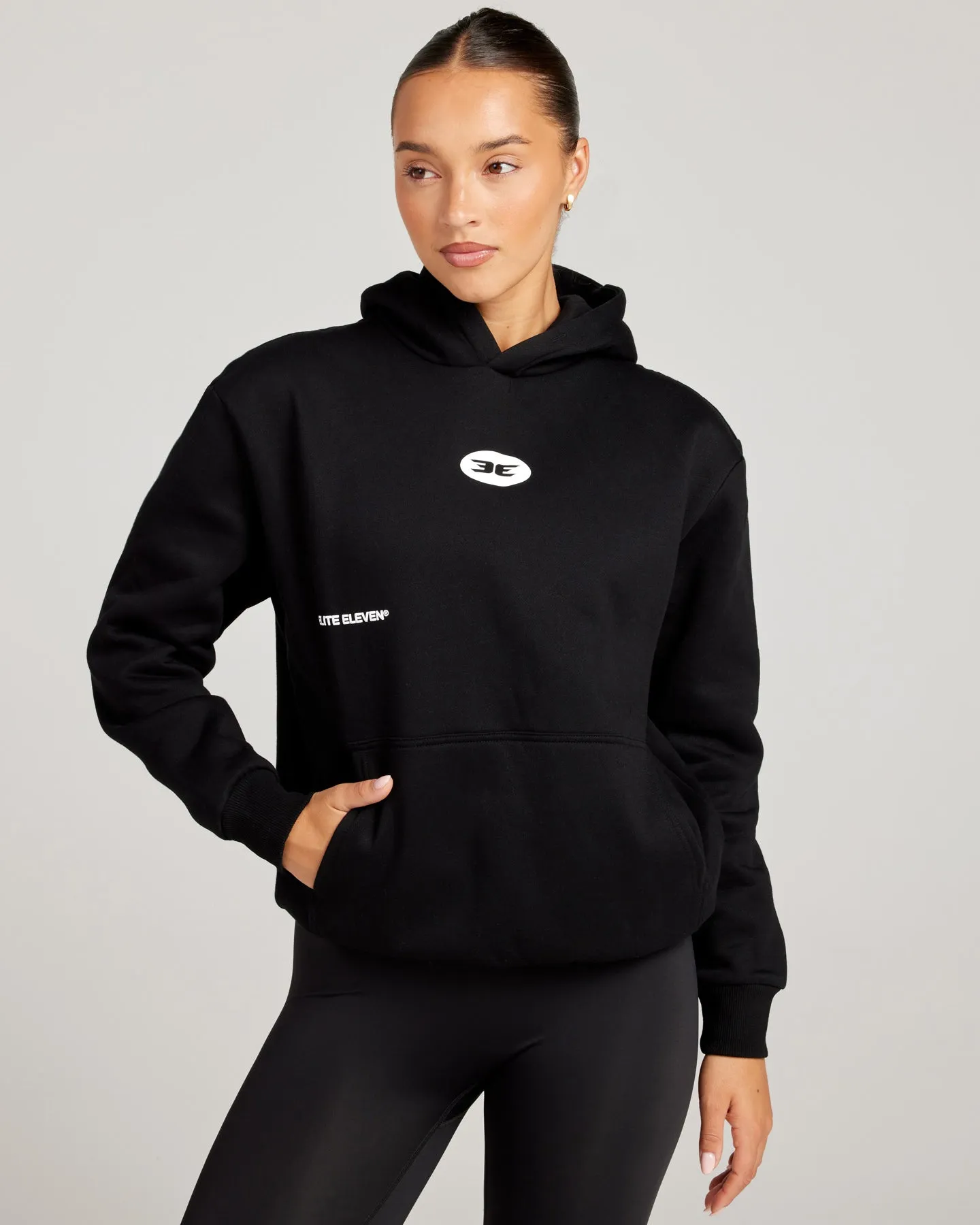 Retro Puff Print Hoodie - Black