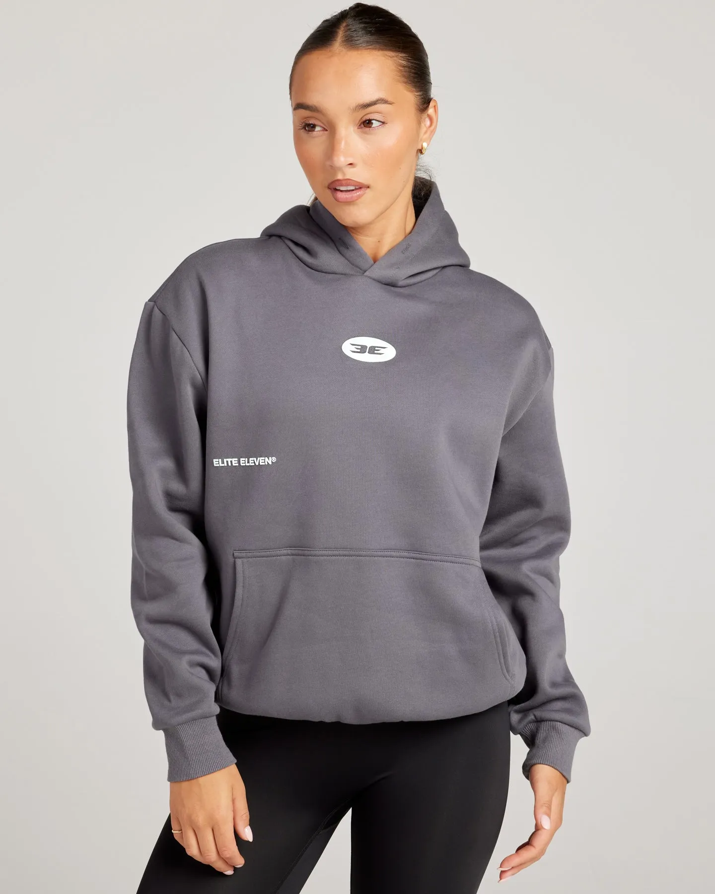 Retro Puff Print Hoodie - Cool Slate