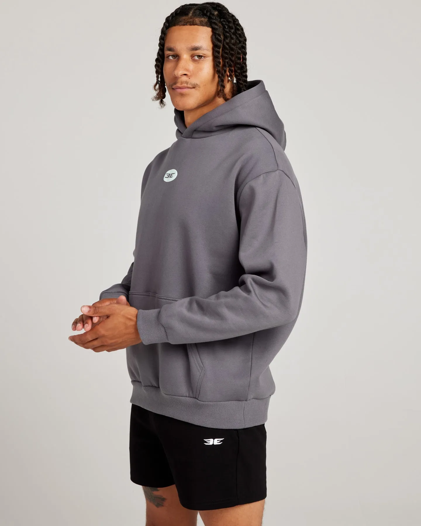 Retro Puff Print Hoodie - Cool Slate
