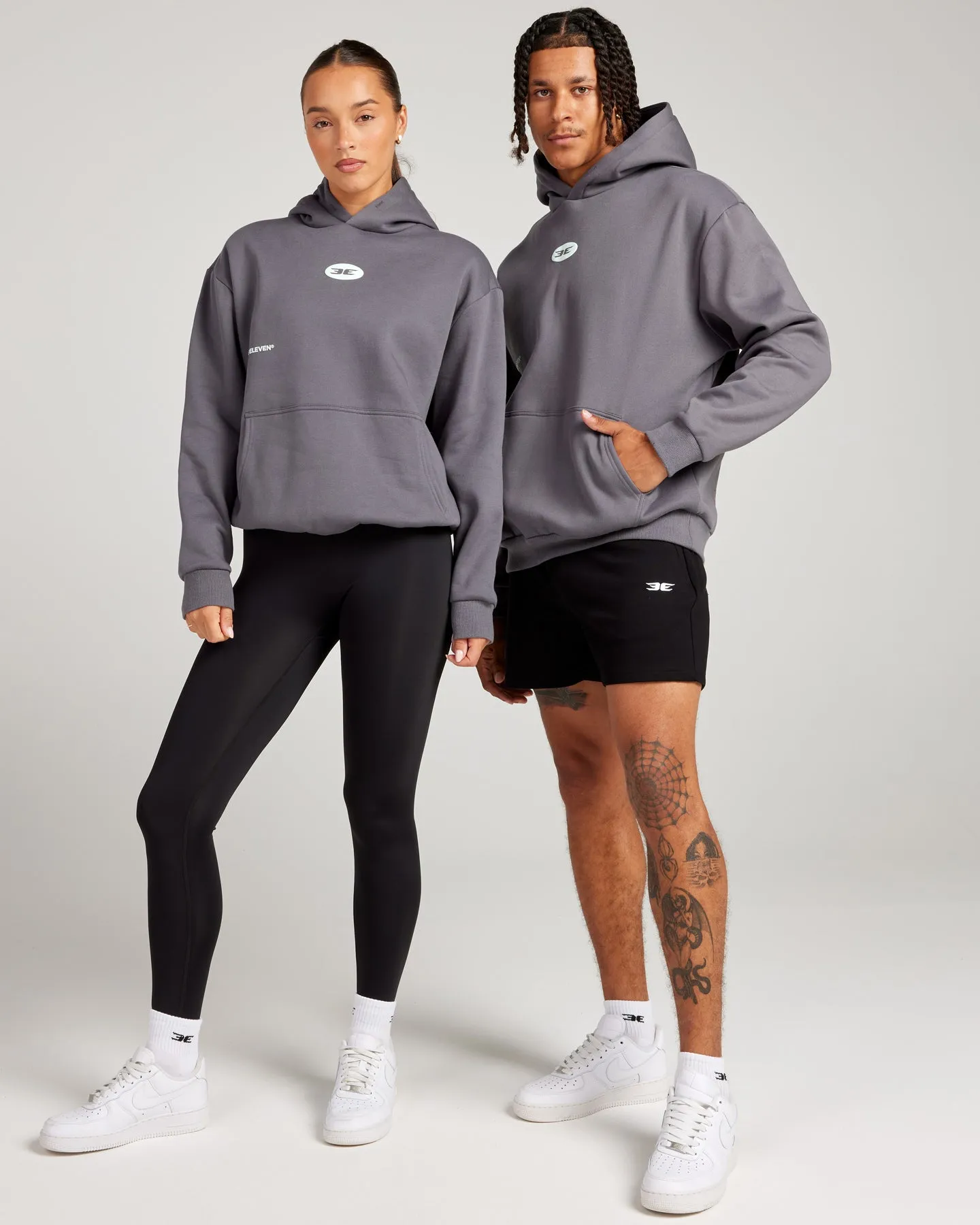 Retro Puff Print Hoodie - Cool Slate