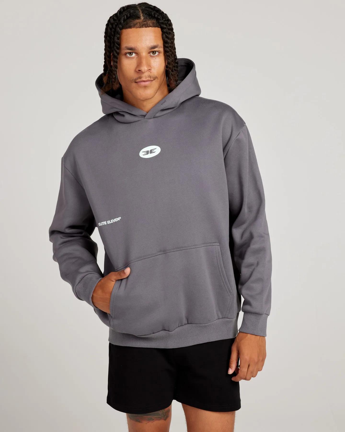 Retro Puff Print Hoodie - Cool Slate