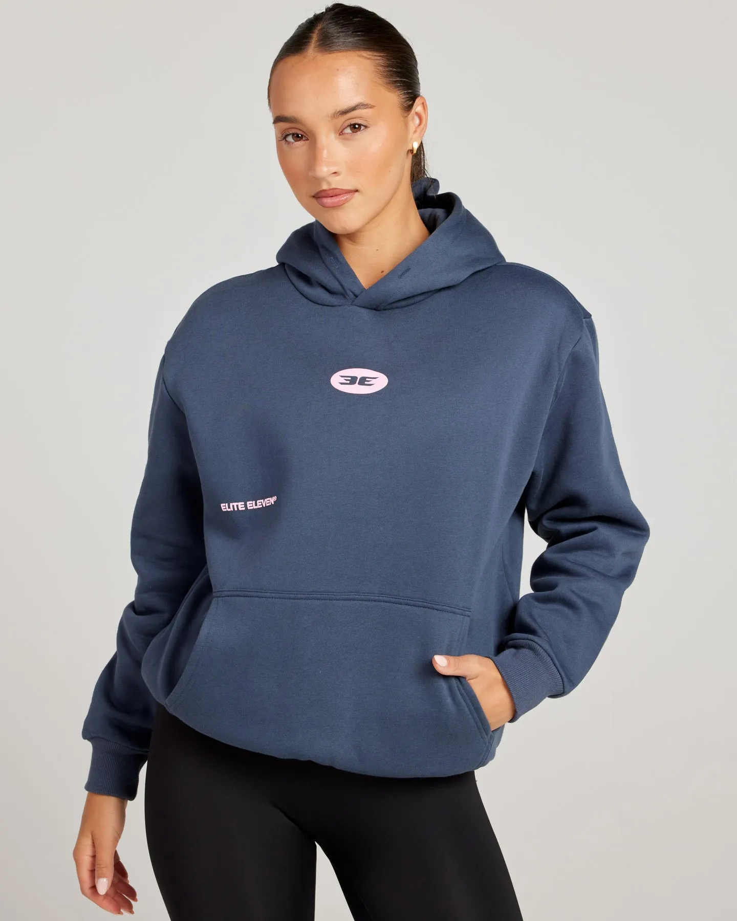 Retro Puff Print Hoodie - Navy